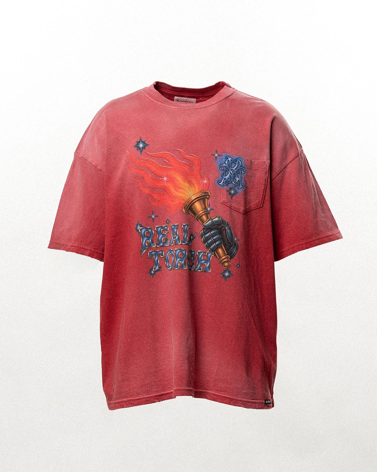 KAMIYA / "REAL TORCH" Distressed Pocket Tee (G16TS090)