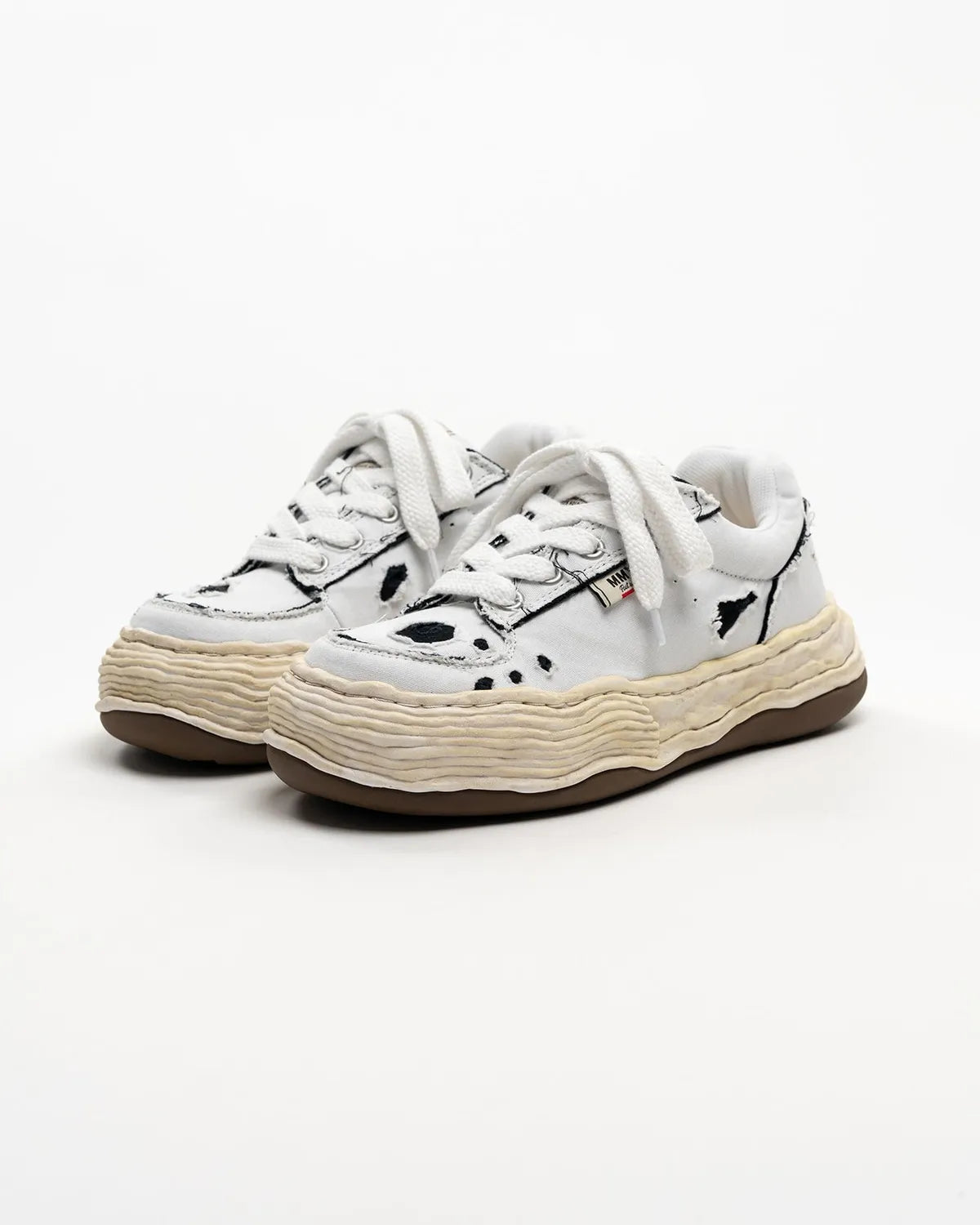 Maison MIHARA YASUHIRO / "OLIVER" OG Sole Ripped Overdye Canvas Low-top Sneakers (A17FW711)