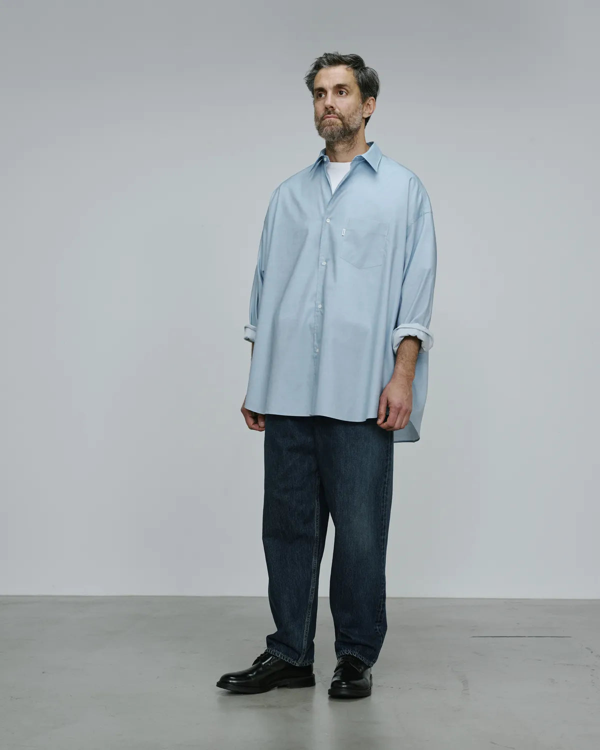 Graphpaper / Supima Chambray Oversized Regular Collar Shirt (GM252-50058N)