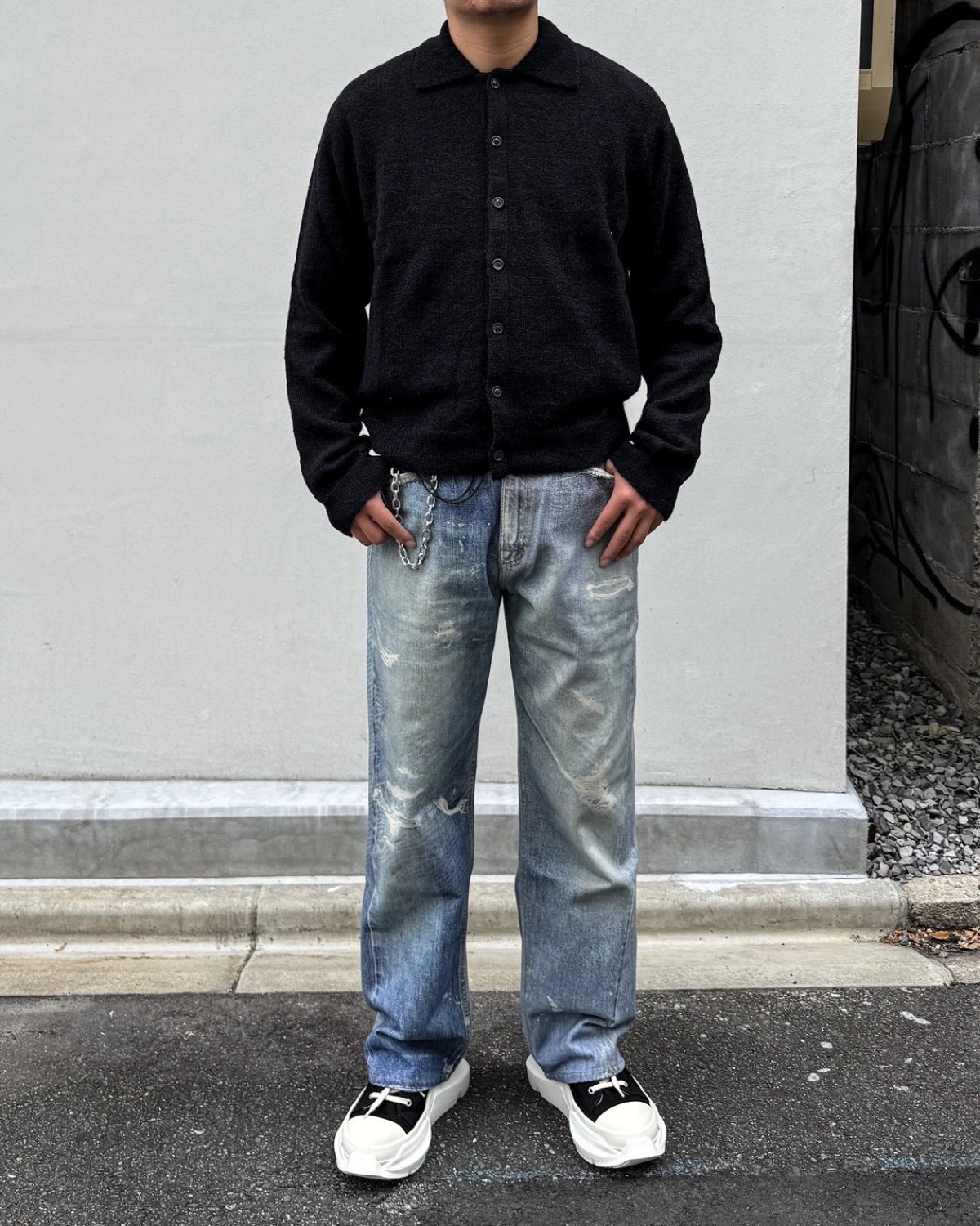 OUR LEGACY / EVENING POLO Black Fuzzy Alpaca (M4213ECFSE)