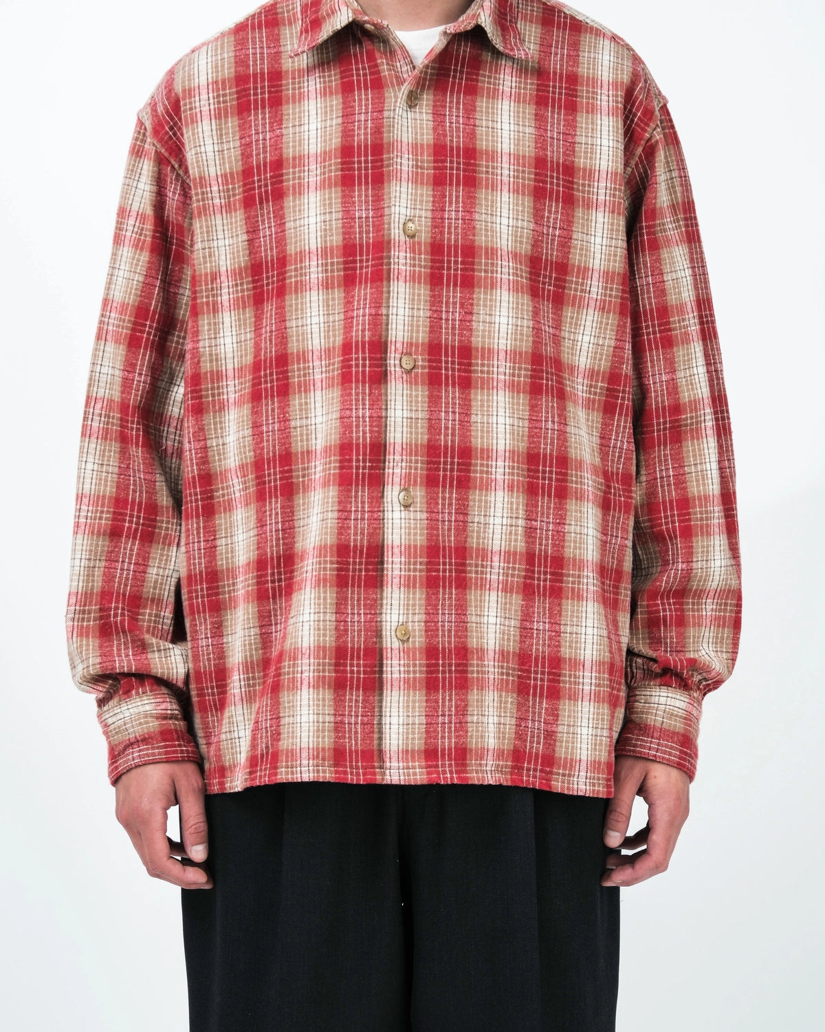 A.PRESSE / Vintage Cotton Silk Nep Twill Check Shirts (26SAP-02-06)