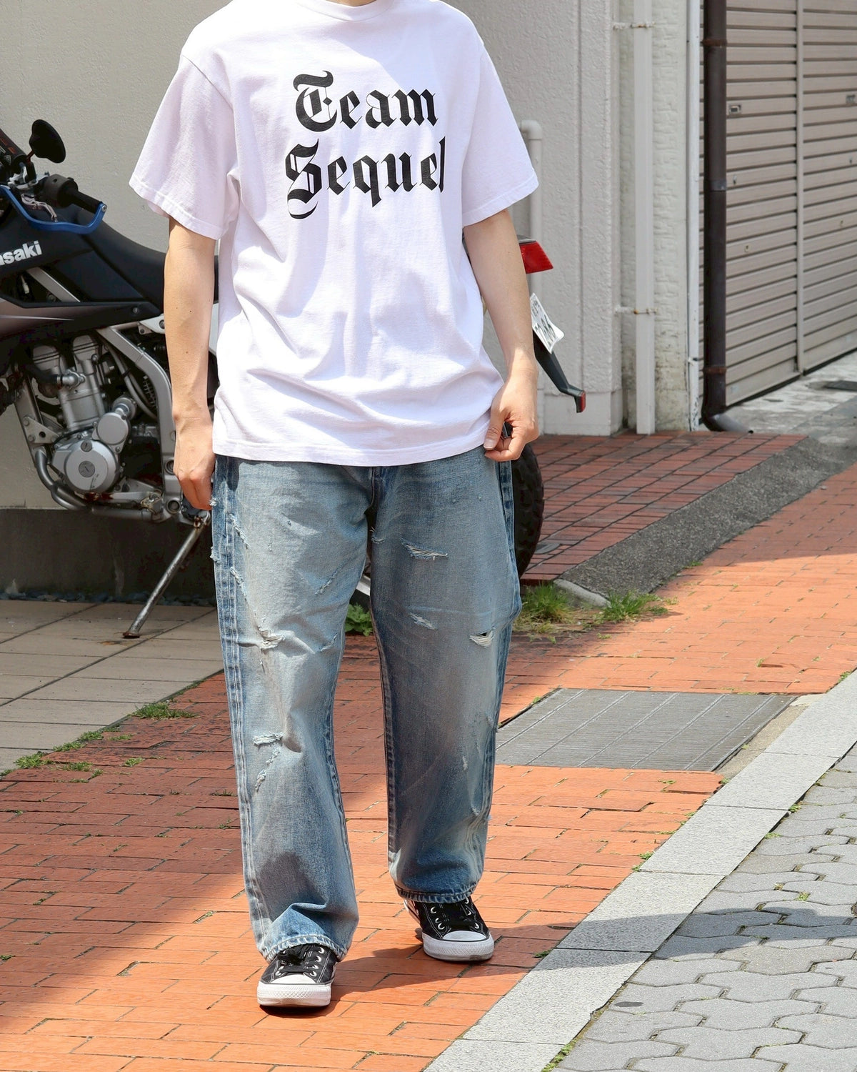 SEQUEL / × FRAGMENT DAMEGE DENIM PANTS (SQ-25SS-PT-06)