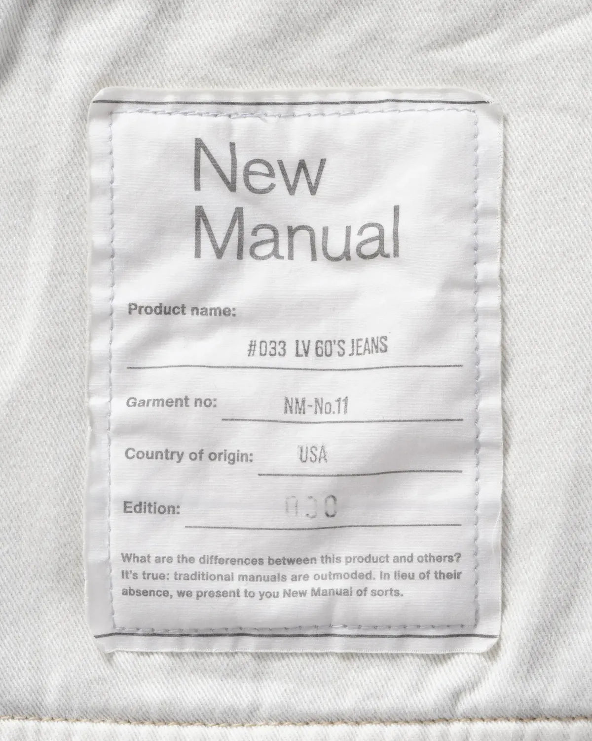 New Manual / #033 LV 60'S JEANS (PT-YY-0008)