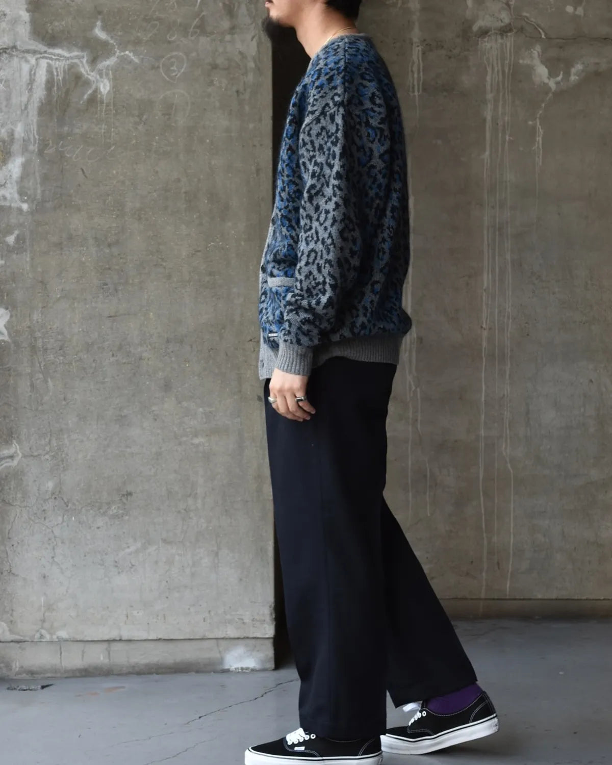 WACKO MARIA / LEOPARD MOHAIR JACQUARD KNIT CARDIGAN (25FW-WMK-KN08)