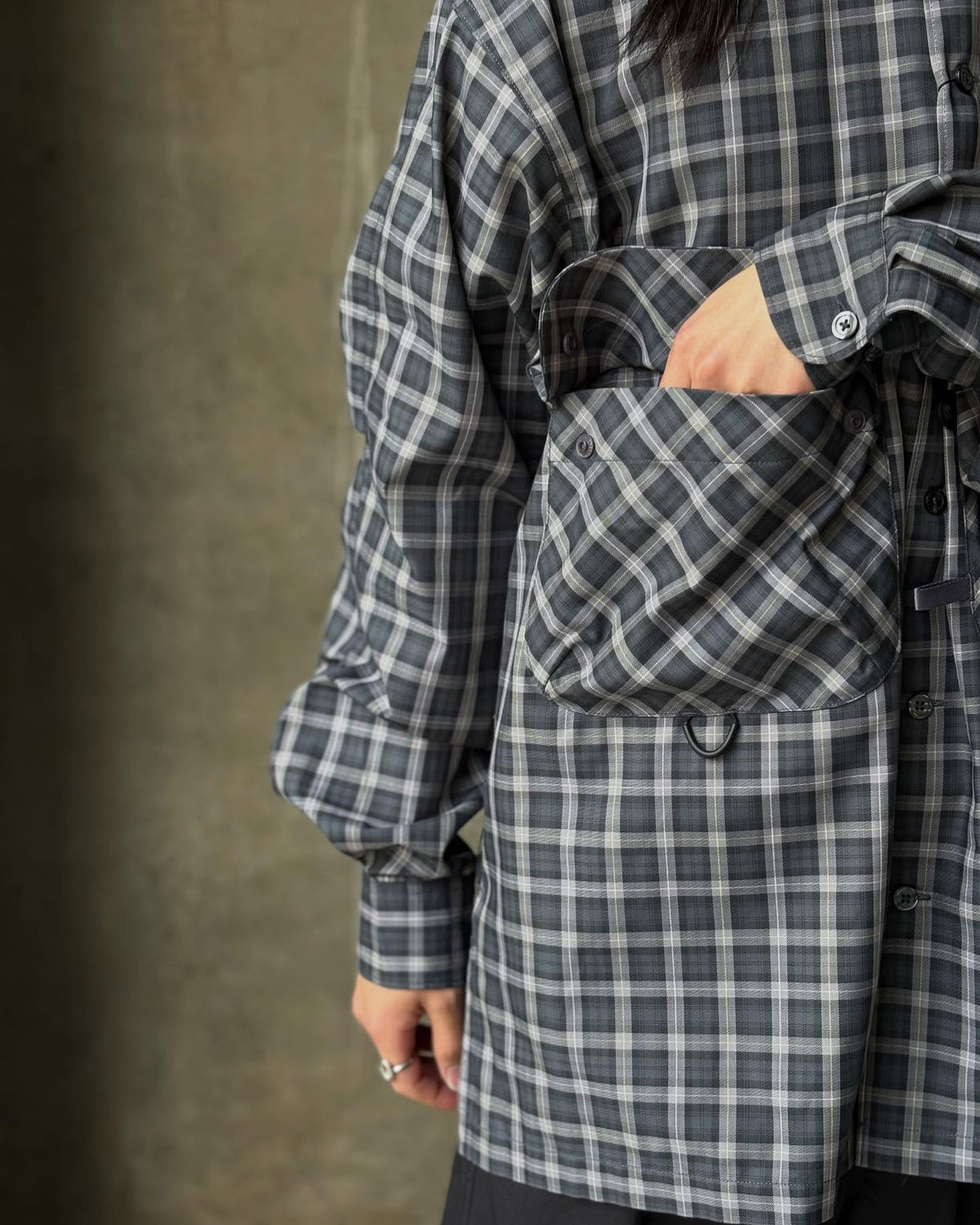 DAIWA PIER39 / TECH SPORTS OPEN COLLAR SHIRT L/S GREN PLAID (BE-82026)