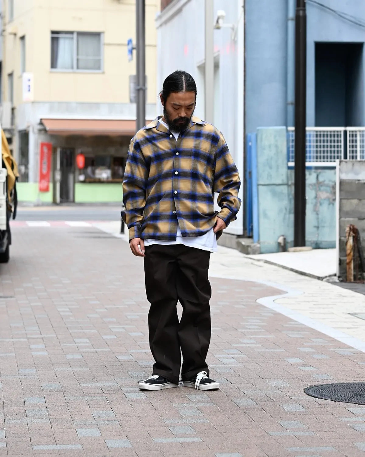 WACKO MARIA / OMBRE CHECK OPEN COLLAR SHIRT (25FW-WMS-OC06)