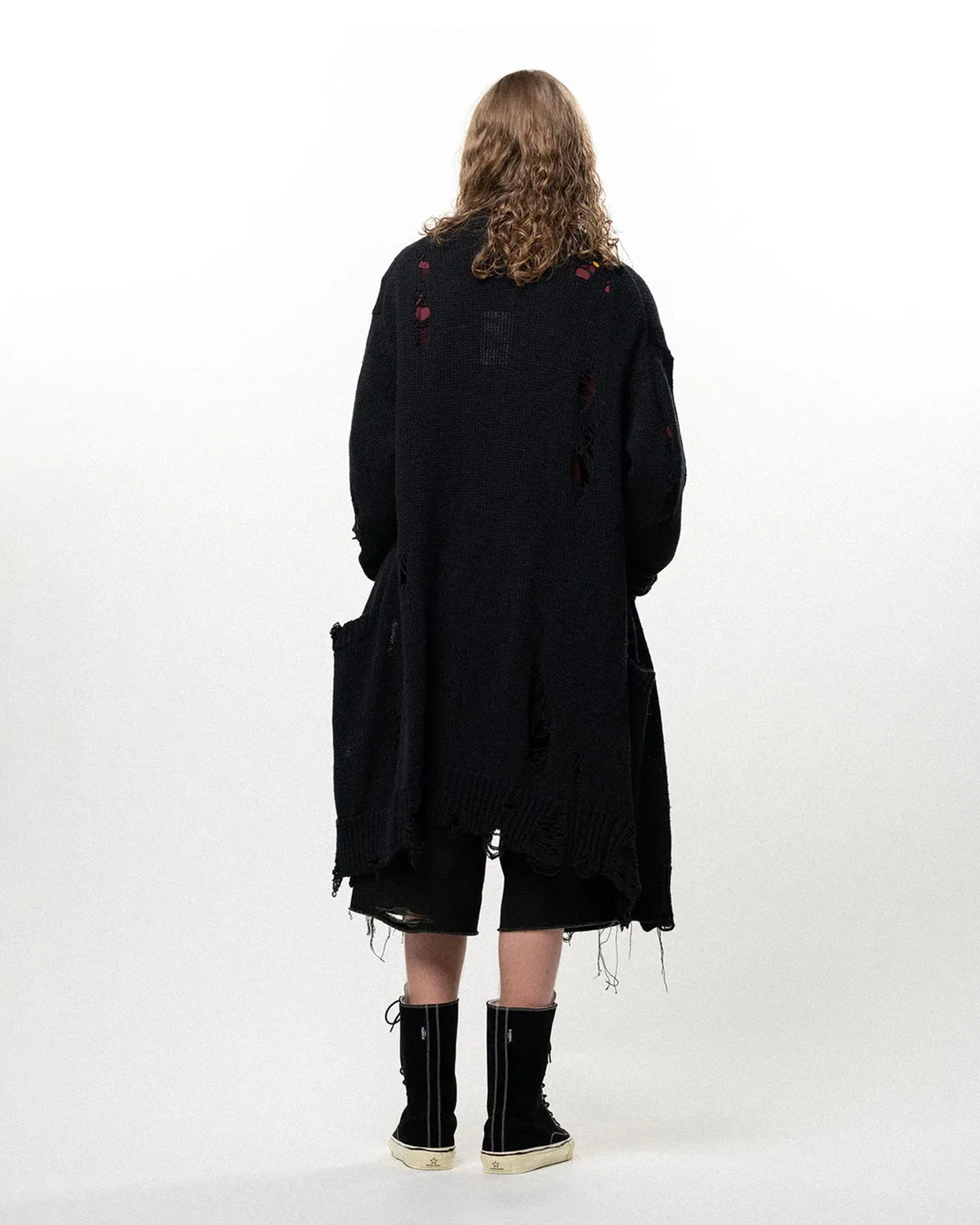 KAMIYA / Damaged Low Gauge Long Cardigan (G17CD077)