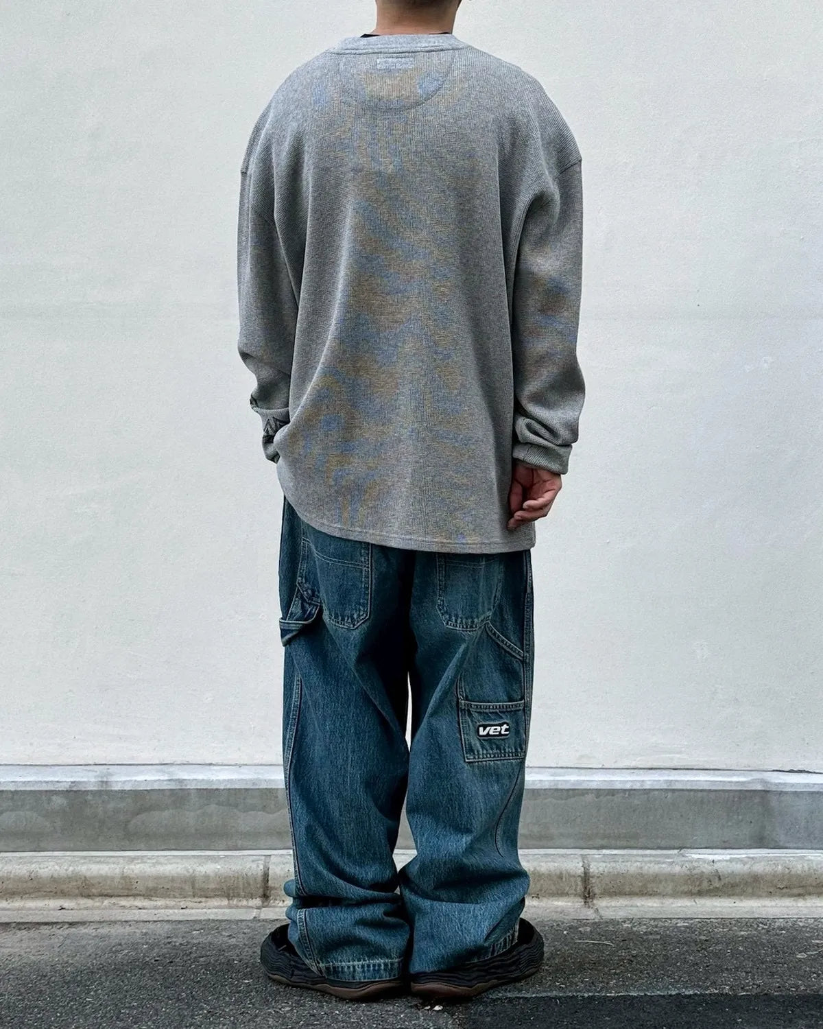 VETEMENTS / BIKER CROSS WAFFLE LONGSLEEVE (ME76LS181G)