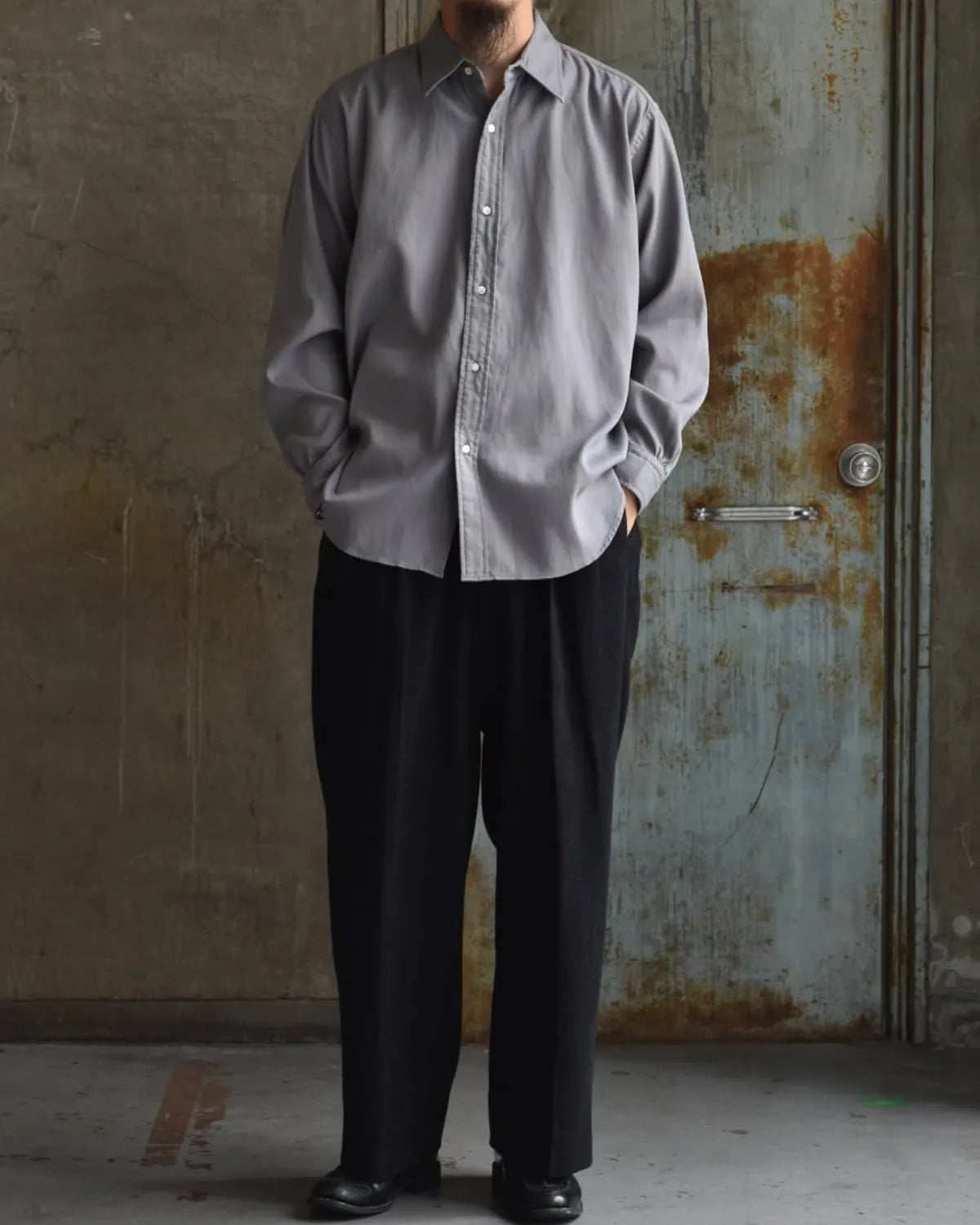 A.PRESSE / Double Weave Twill Regular Collar Shirt (25AAP-02-10)