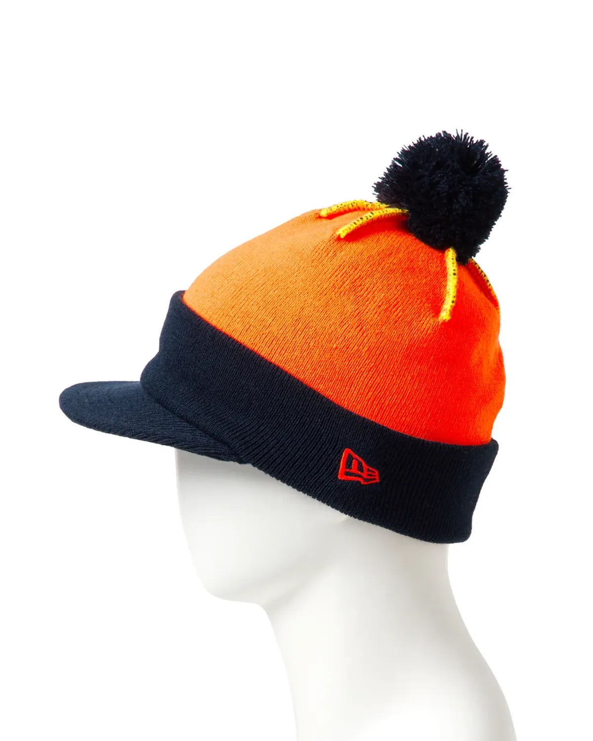 NEW ERA / バイザーニット ポンポン Powered by GORO(MIN-NANO)ネオンオレンジ/ネイビー (15175393)