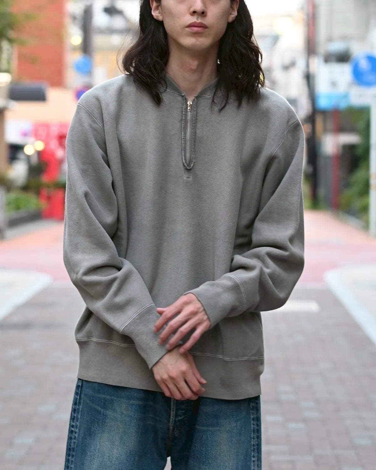 A.PRESSE / Vintage Half Zip Rib Collar Sweatshirt (25AAP-05-07)