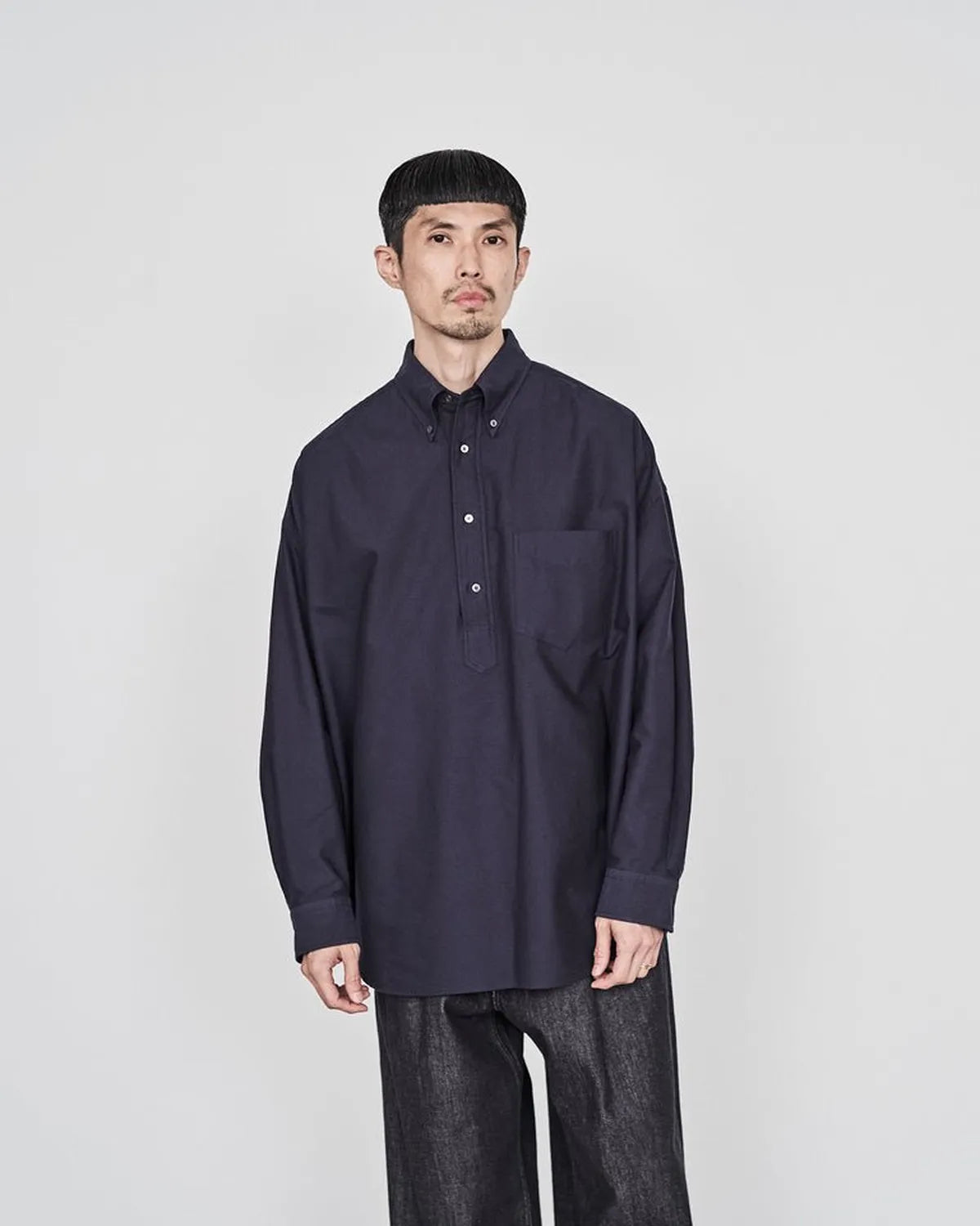 Graphpaper / Oxford Pique Jersey L/S Oversized BD Shirt