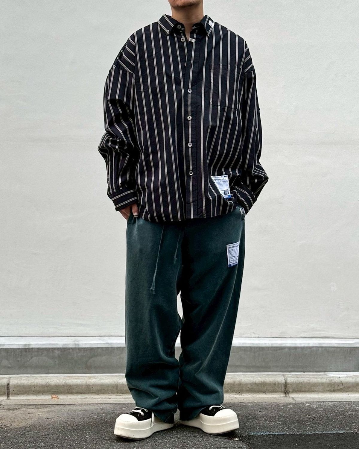 Maison MIHARA YASUHIRO in・stru(men-tal). / Cotton High Density Stripe Long-sleeve Shirt (I16SH111)