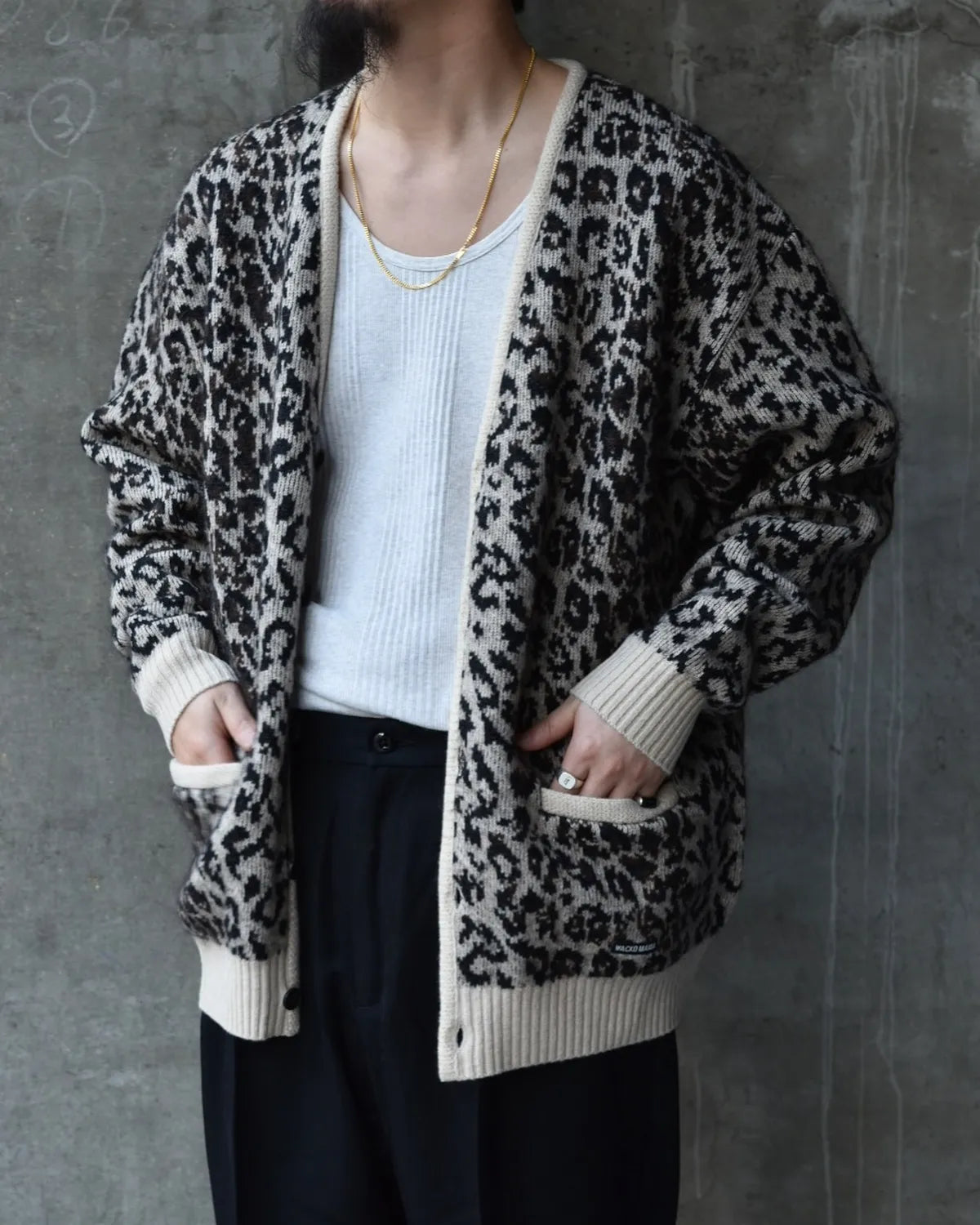 WACKO MARIA / LEOPARD MOHAIR JACQUARD KNIT CARDIGAN (25FW-WMK-KN08)