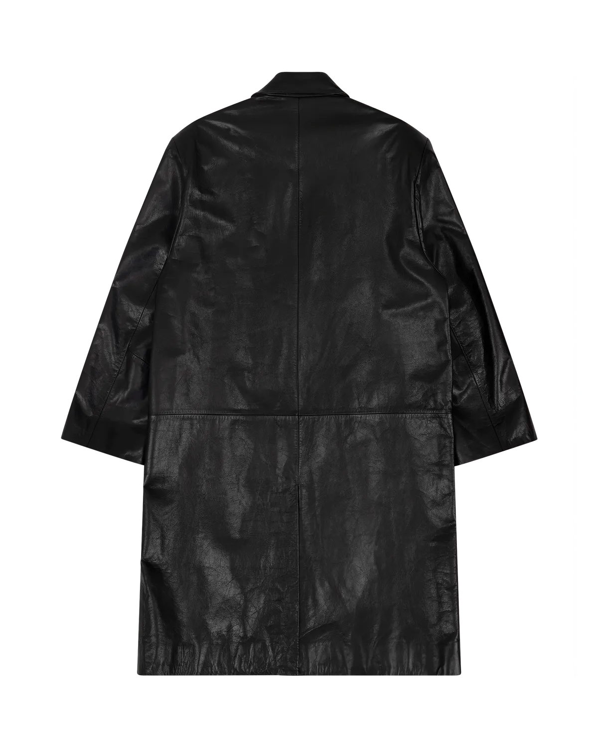 entire studios / SINGLE BREASTED LEATHER COAT (ESU-W25-13024-BL)