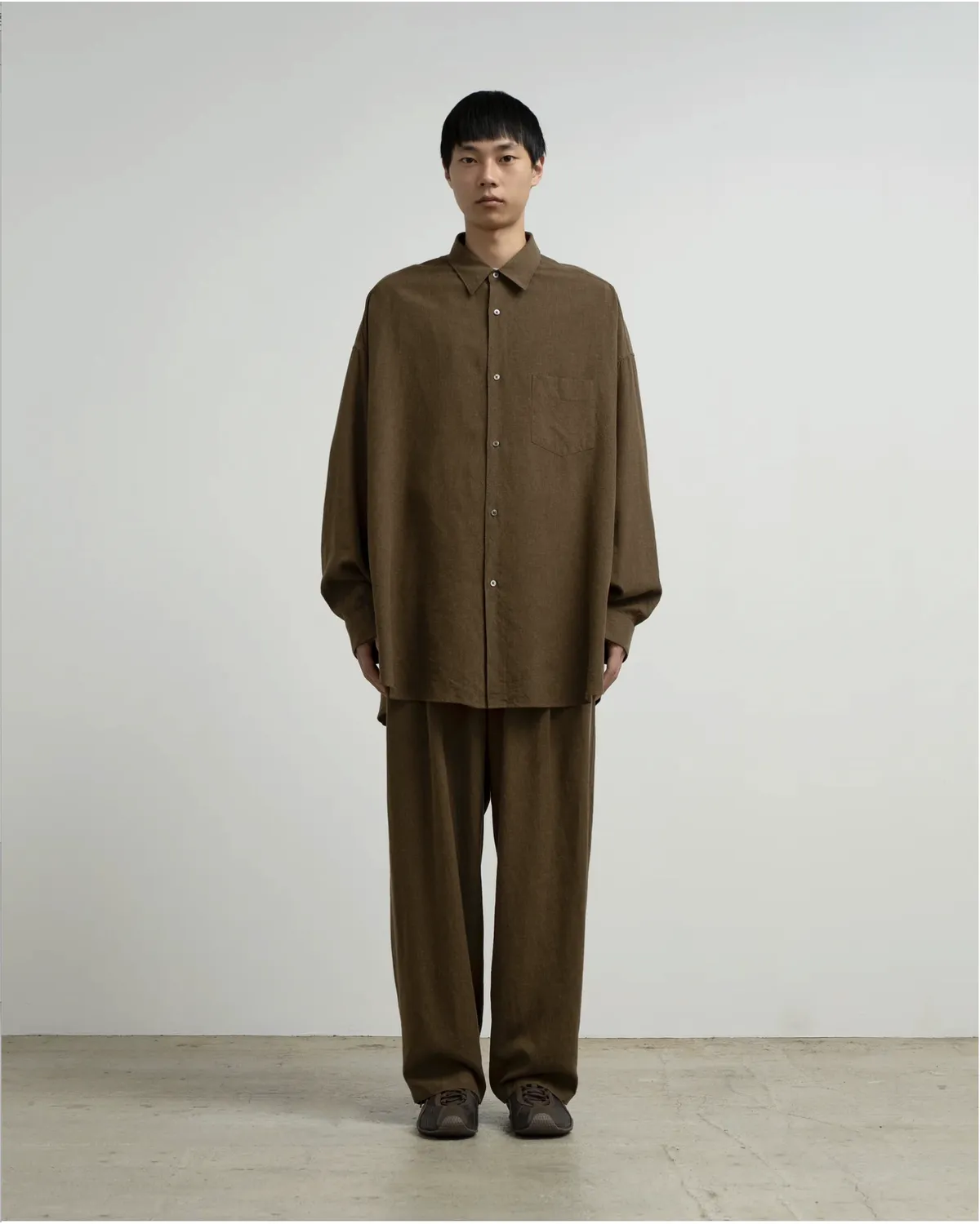 Graphpaper / Linen Cupro L/S Oversized Regular Collar Shirt (GM263-50310)