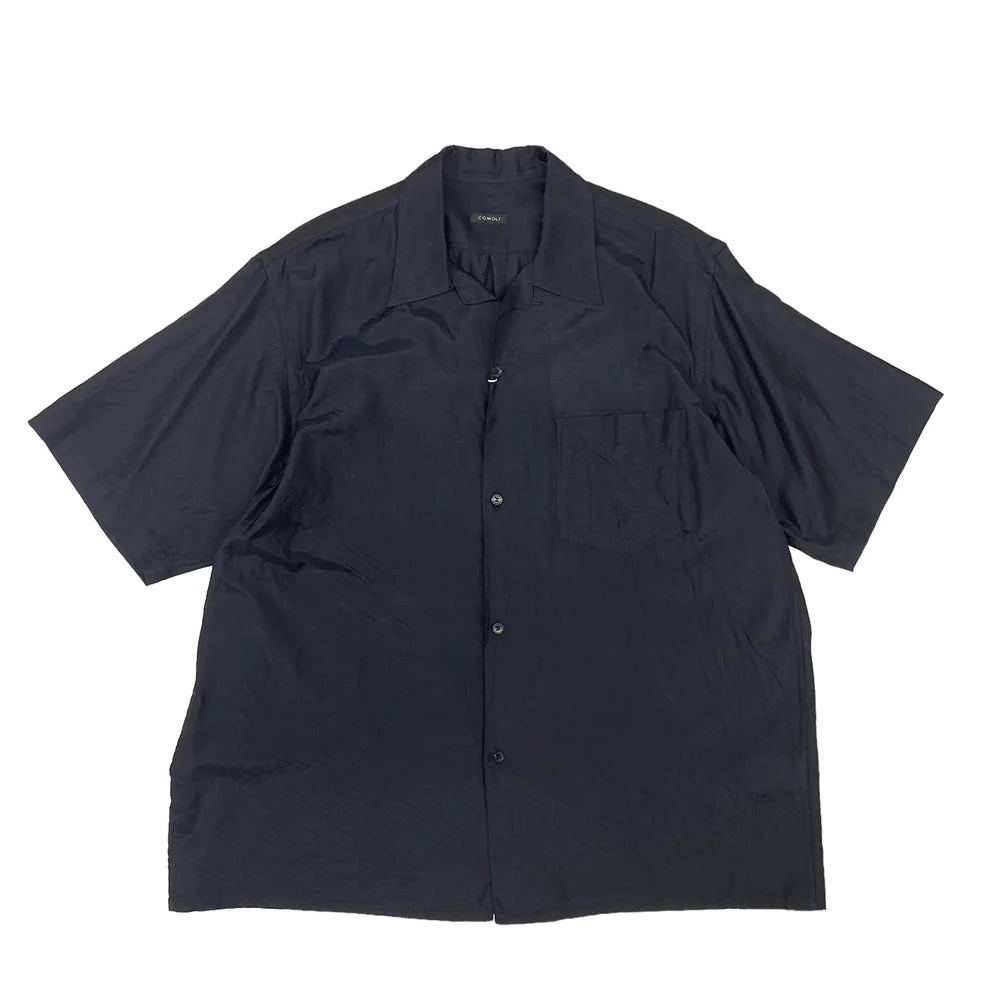COMOLI の ウールシルク 半袖オープンカラーシャツ (Z01-02010)