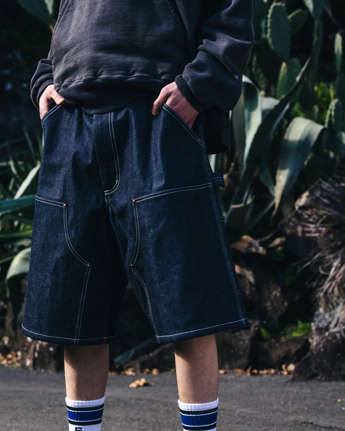 ©︎SAINT Mxxxxxx / DOUBLE KNEE SHORTS - RIGID - BLUE /(SM-HR8-0000-074)