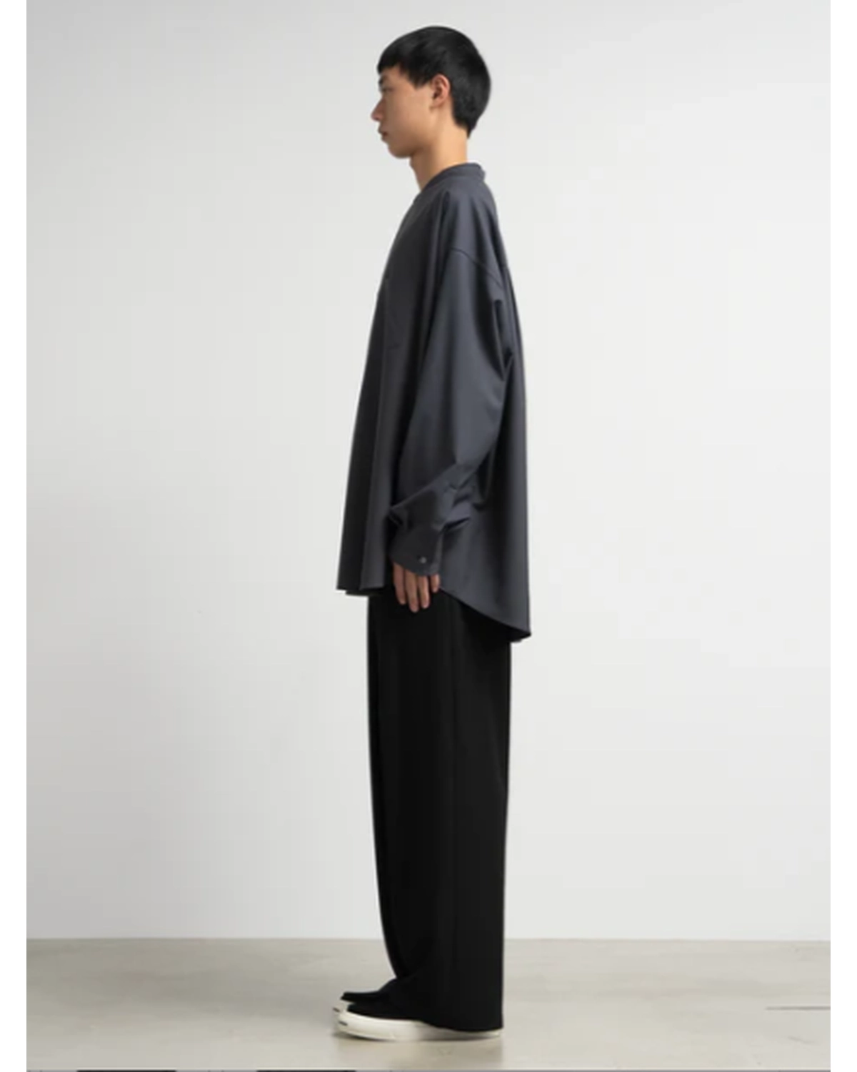 Graphpaper / Extra Fine Wool L/S Oversized Band Coallar Shirt (GM251-50093B)