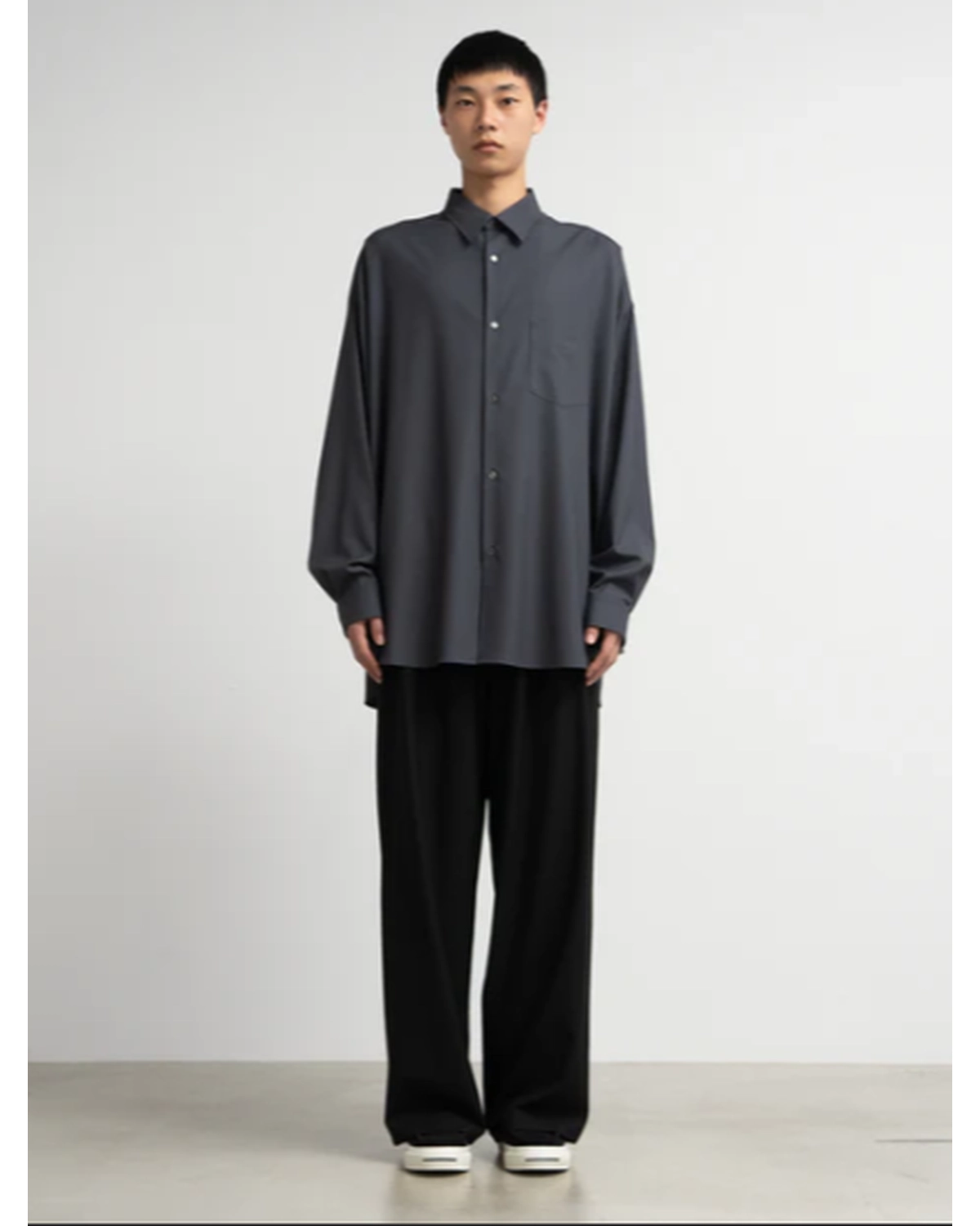 Graphpaper / Extra Fine Wool L/S Oversized Regular Coallar Shirt (GM251-50092B)