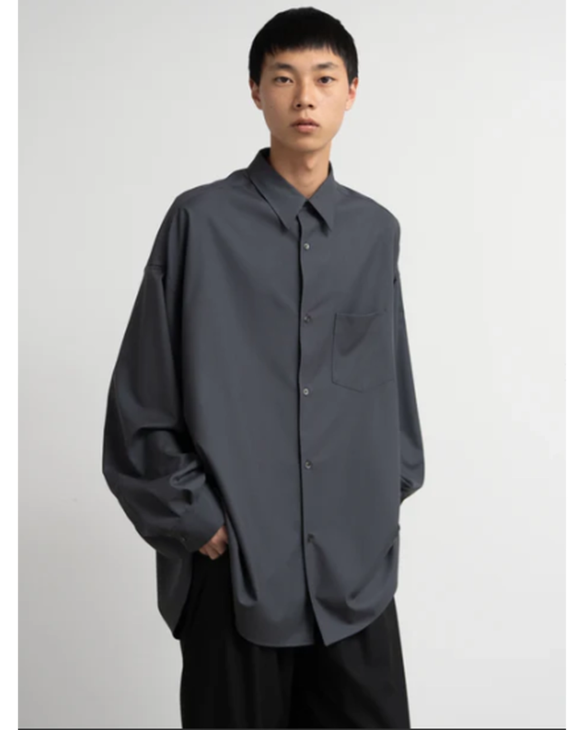 Graphpaper / Extra Fine Wool L/S Oversized Regular Coallar Shirt (GM251-50092B)