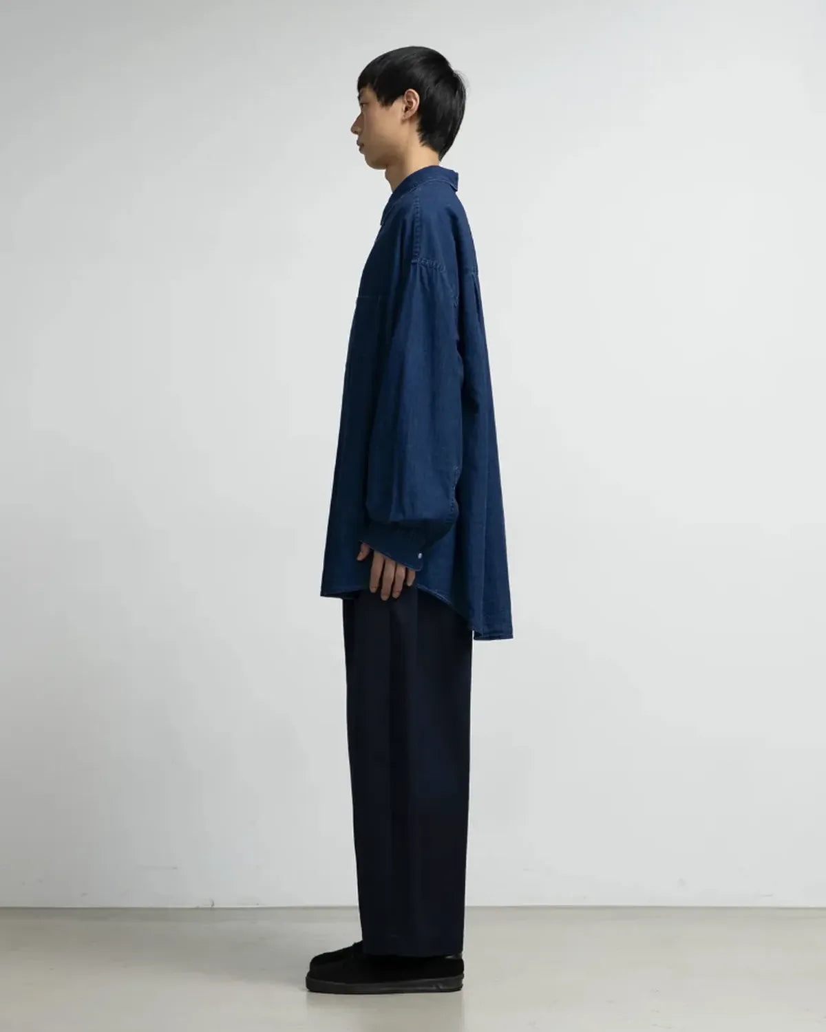 Graphpaper / SIDOGRAS indigo Poplin L/S Oversized Regular Coallar Shirt (GM252-50045)