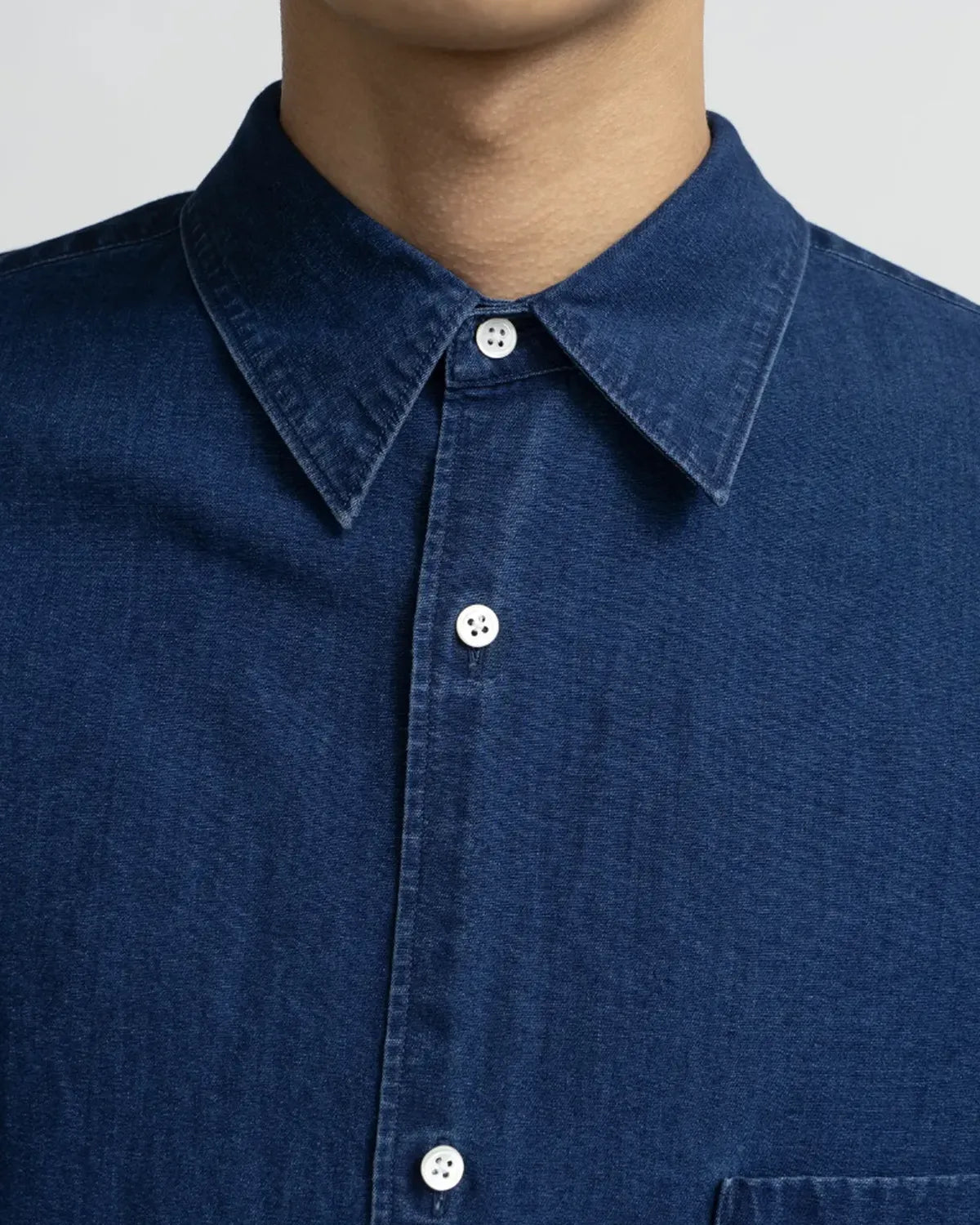 Graphpaper / SIDOGRAS indigo Poplin L/S Oversized Regular Coallar Shirt (GM252-50045)