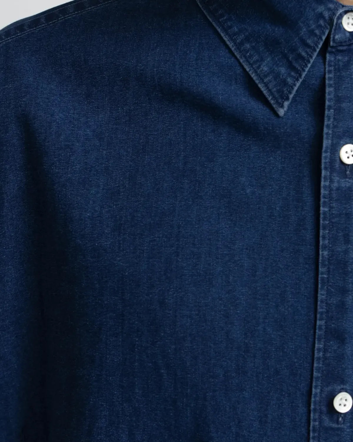 Graphpaper / SIDOGRAS indigo Poplin L/S Oversized Regular Coallar Shirt (GM252-50045)