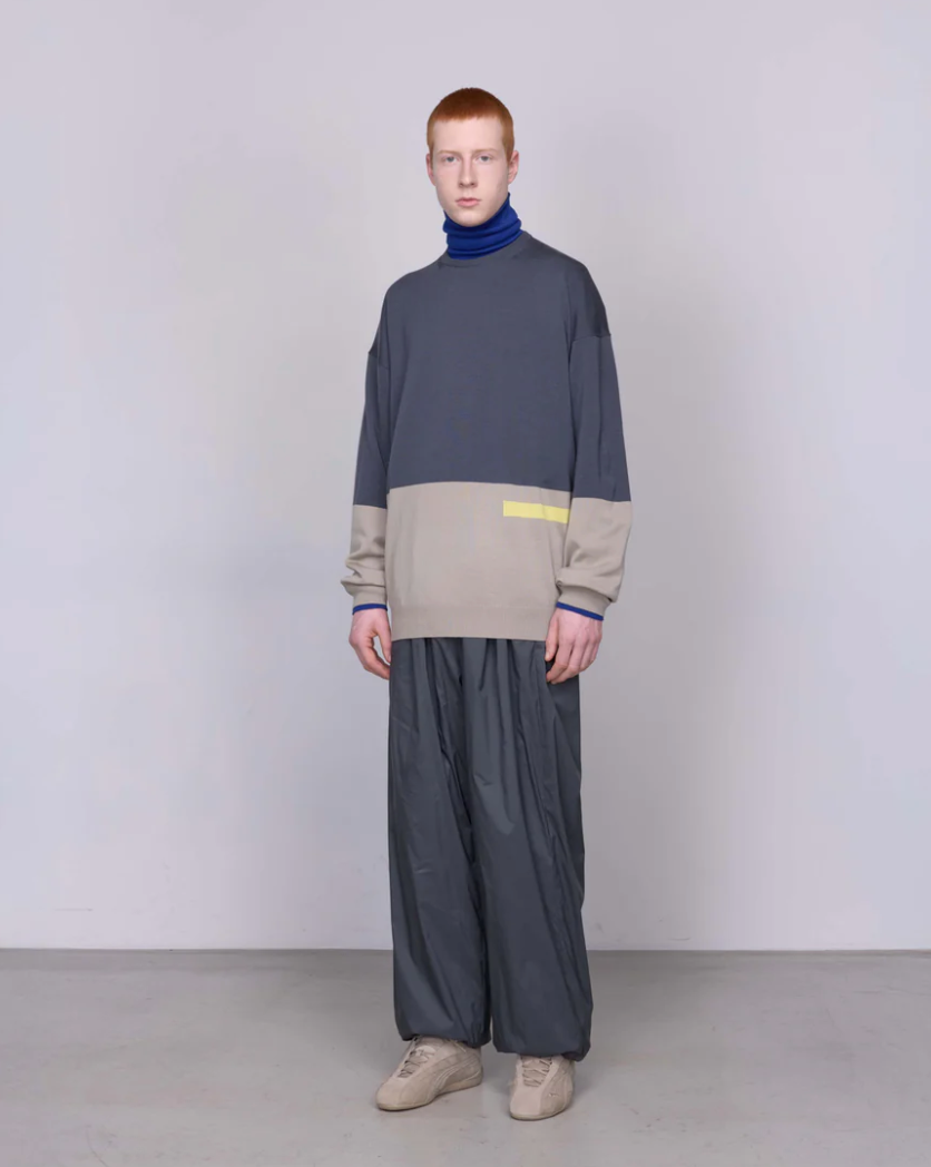 Graphpaper / High Gauge Intarsia L/S Oversized Crew Neck Knit (GM253-80484)