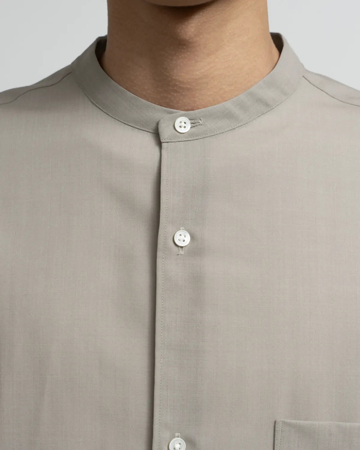 Graphpaper / Techno Wool Tropical Oversized Band Collar Shirt (GM253-50375)