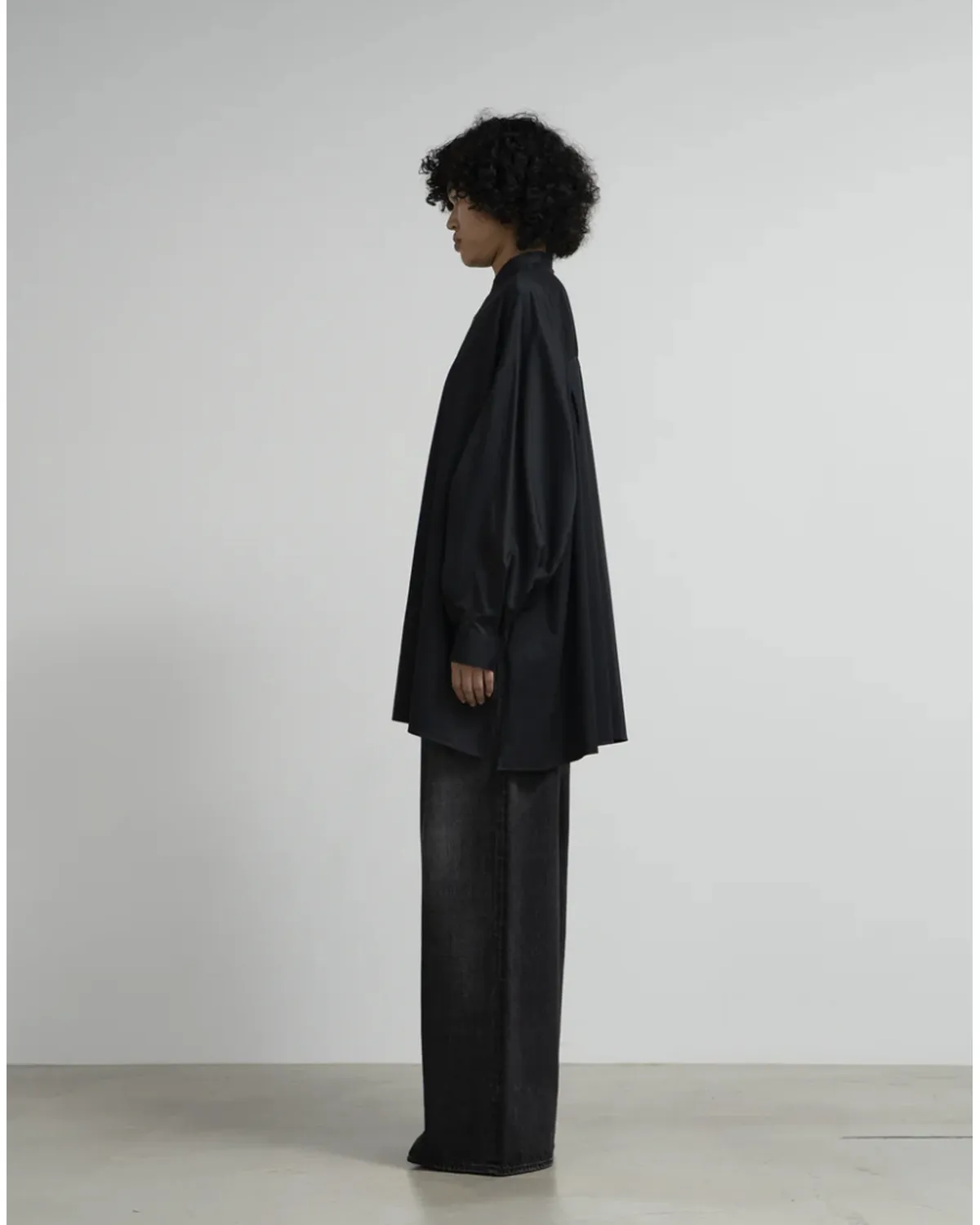 Graphpaper / Silicon Poplin Deep Slit Band Collar Shirt (GL253-50183)