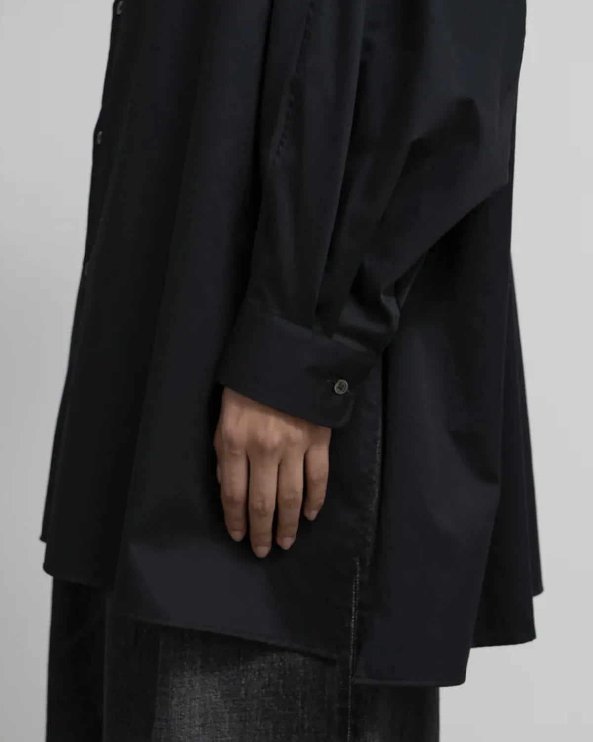 Graphpaper / Silicon Poplin Deep Slit Band Collar Shirt (GL253-50183)