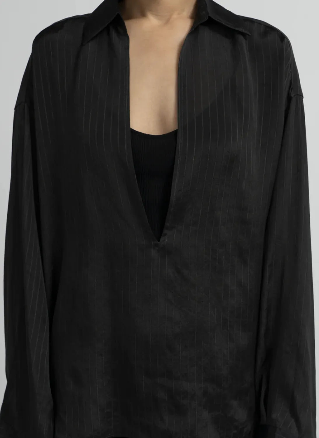 Graphpaper / Cupro Stripe Skipper Blouse (GL253-50415)