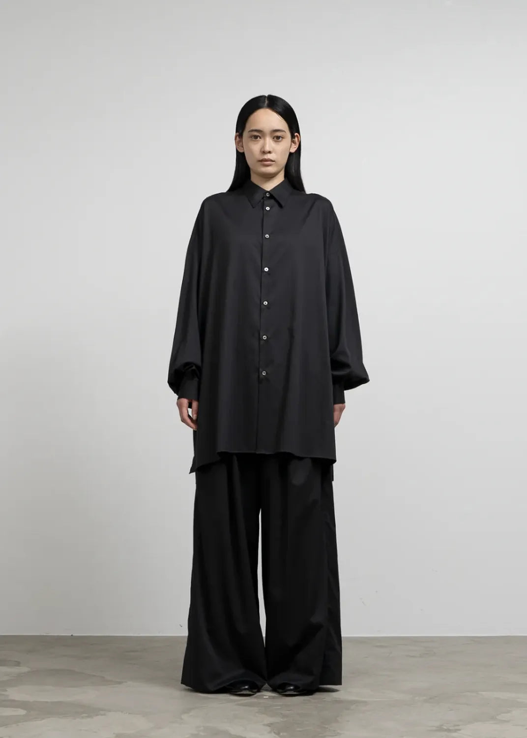Graphpaper / Silicon Poplin Deep Slit Regular Collar Shirt (GL253-50182)