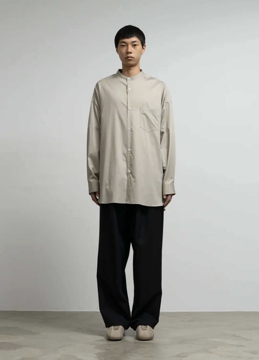 Graphpaper / Silicon Poplin Oversized Band Collar Shirt (GM253-50181)