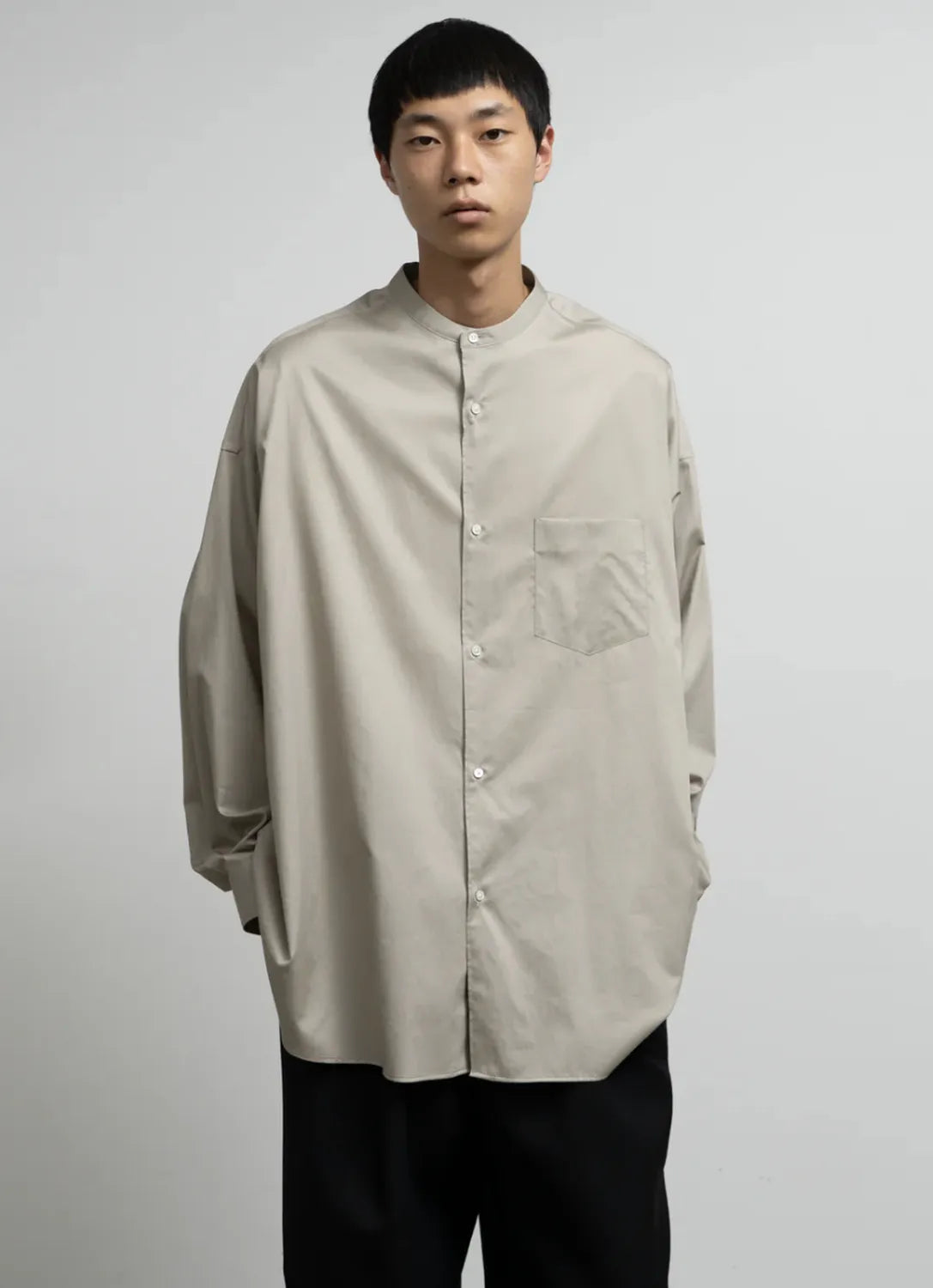 Graphpaper / Silicon Poplin Oversized Band Collar Shirt (GM253-50181)