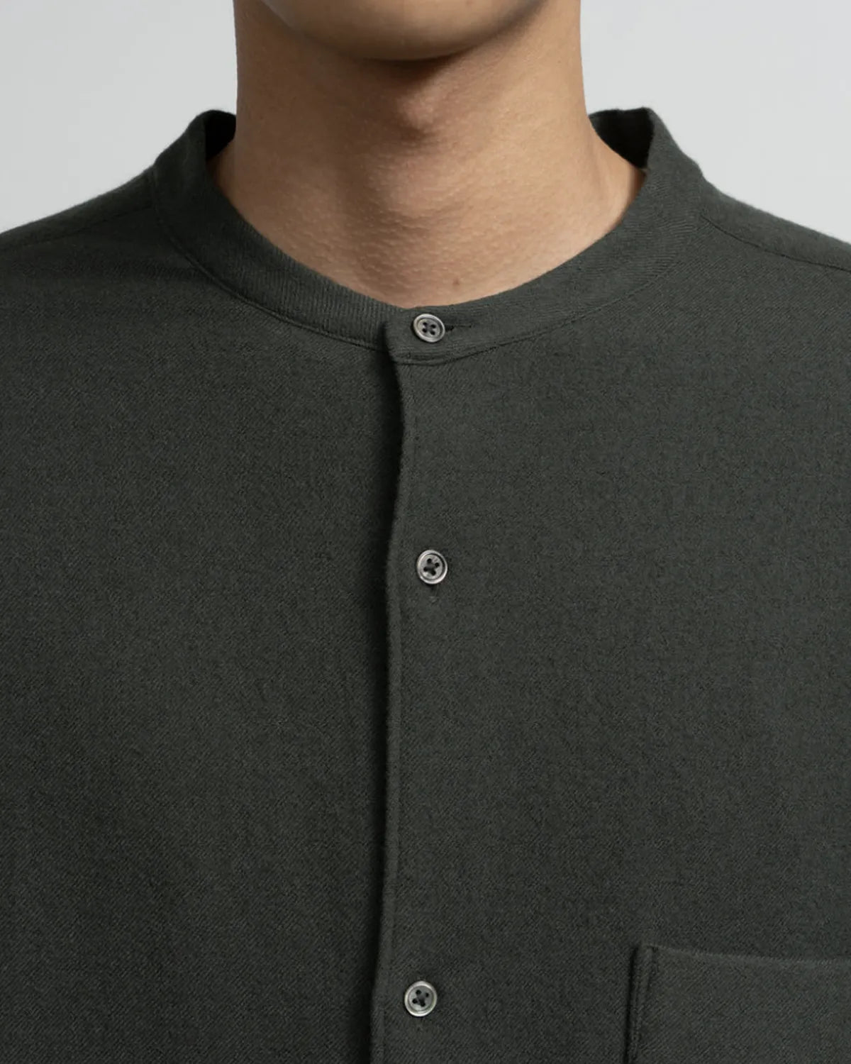 Graphpaper / Extra Fine Wool Viyella Oversized Band Collar Shirt (GM253-50386)