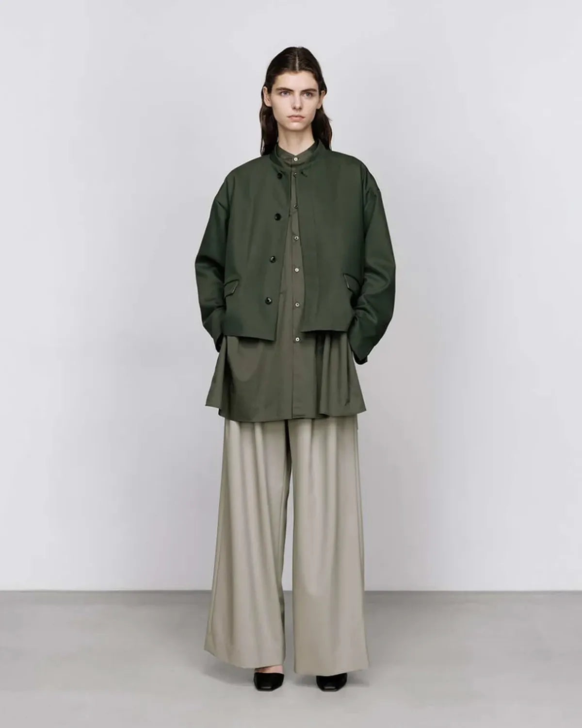 Graphpaper / Techno Wool Nylon Two Tuck Wide Pants (GL253-40319)