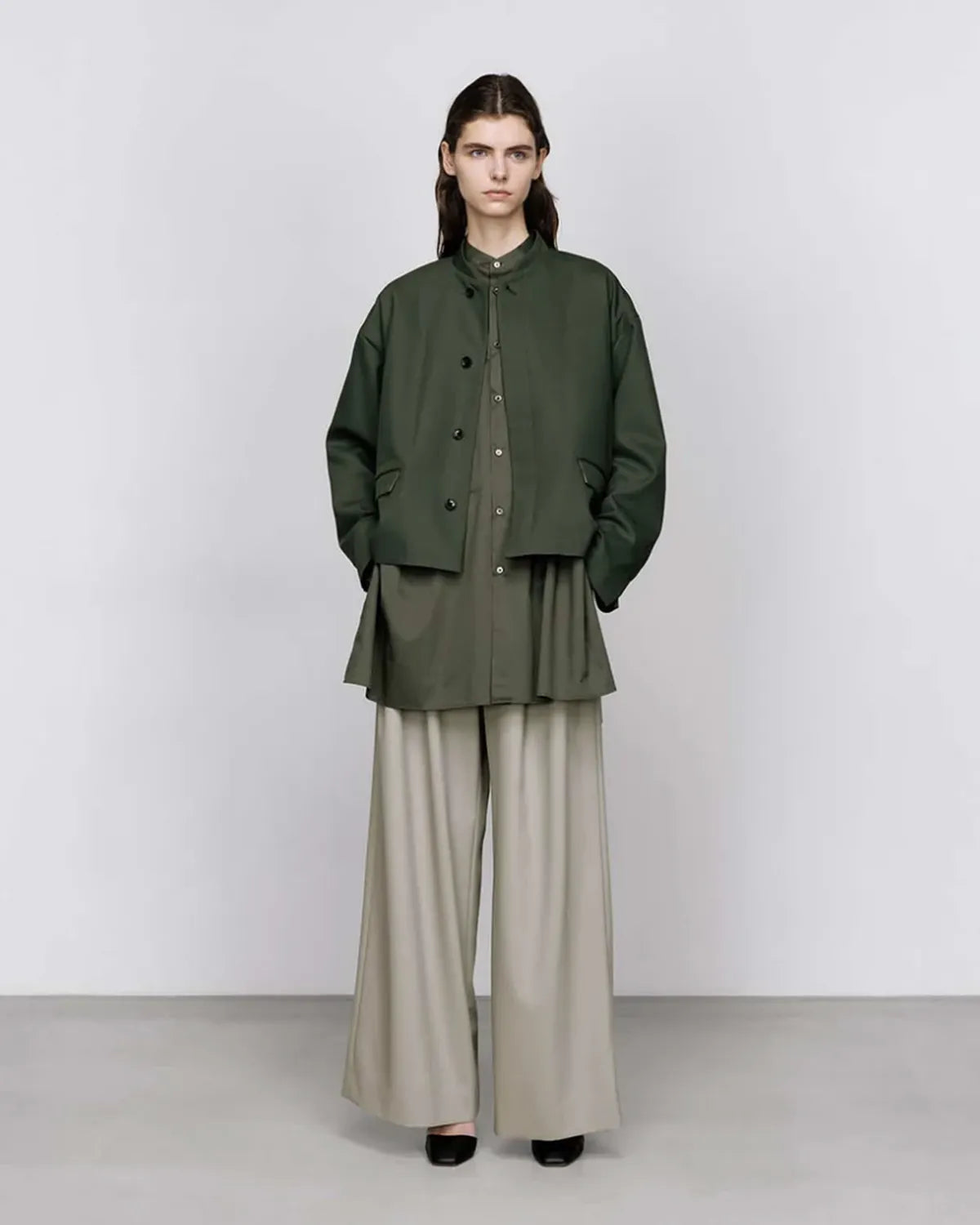 Graphpaper / Techno Wool Stand Collar Short Jacket (GL253-20317)