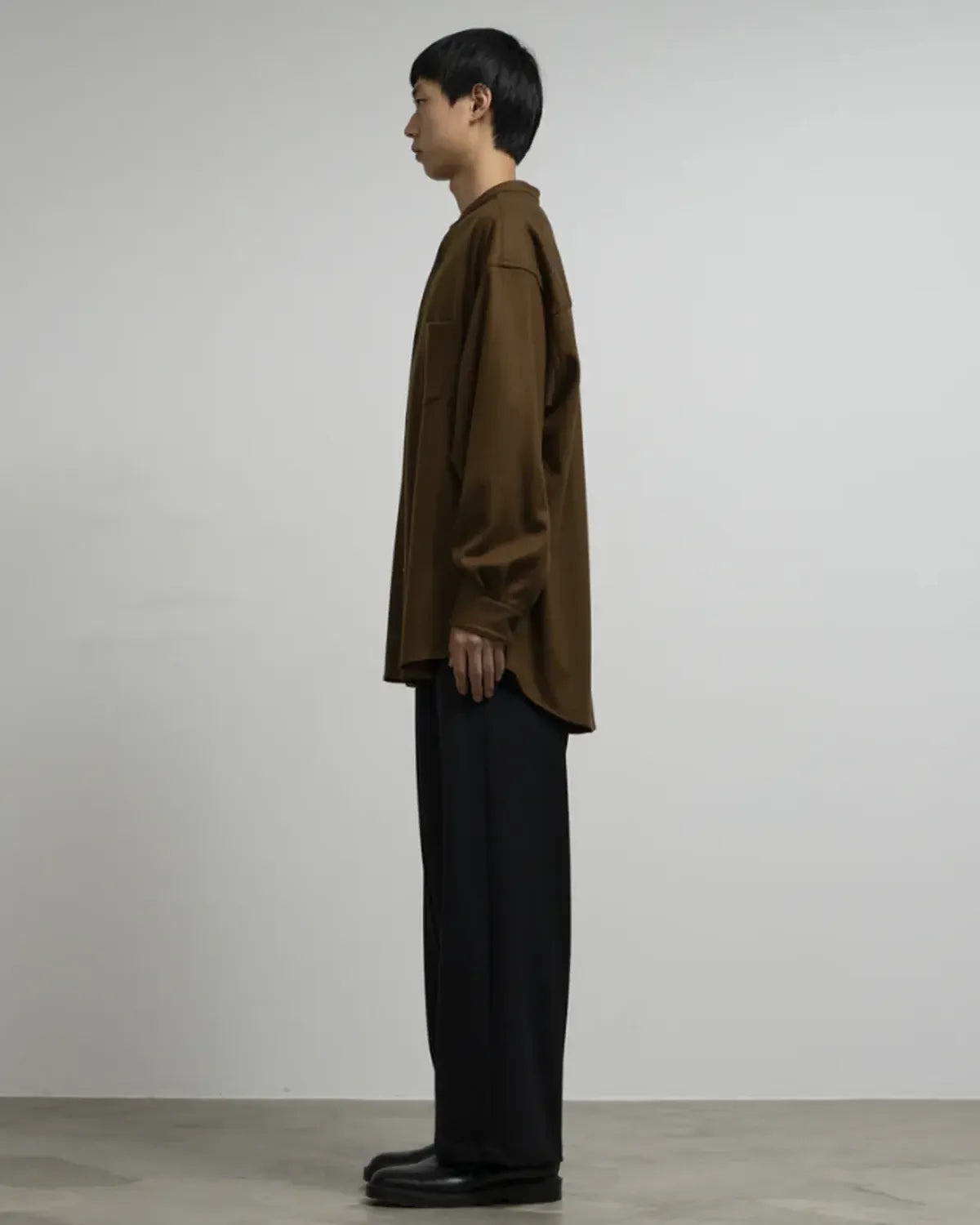 Graphpaper / Wool Smooth Flannel Oversized Band Collar Shirt (GU253-50222B)