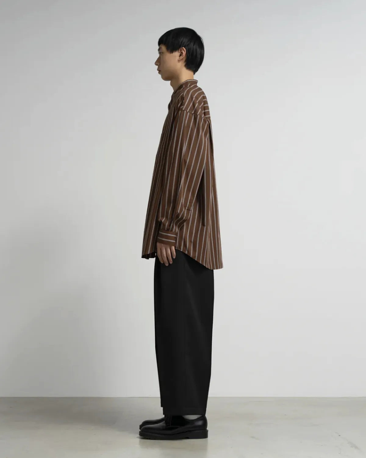 Graphpaper / SIDOGRAS Stripe L/S Oversized Band Collar Shirt (GM254-50026STB)