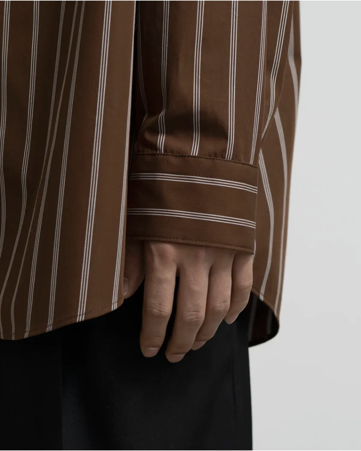 Graphpaper / SIDOGRAS Stripe L/S Oversized Band Collar Shirt (GM254-50026STB)