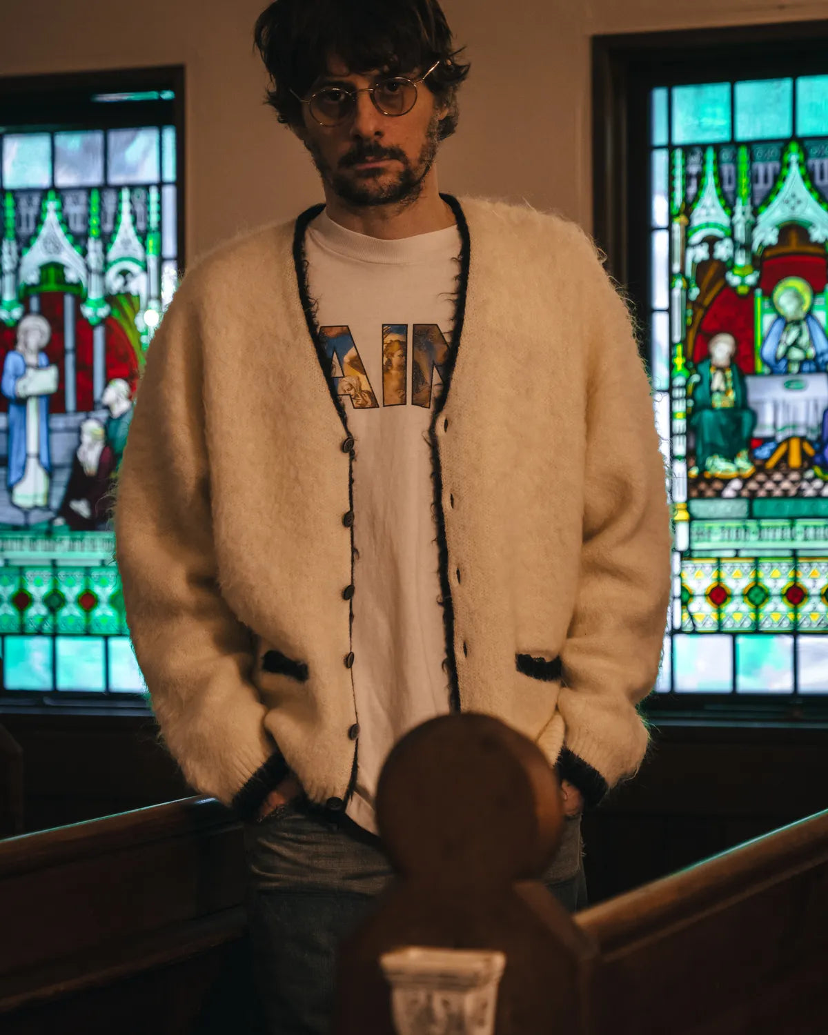 ©︎SAINT Mxxxxxx / KNIT CARDIGAN -TRIM (SM-HR1-0000-071)