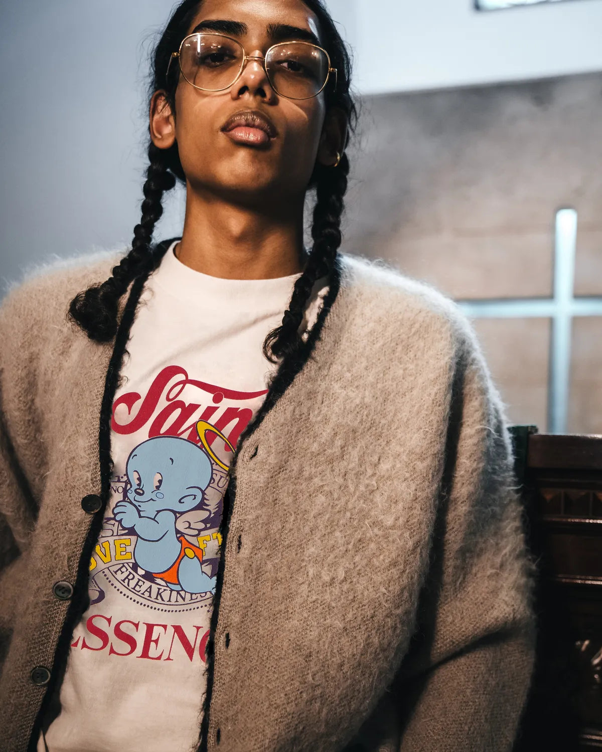 ©︎SAINT Mxxxxxx / KNIT CARDIGAN -TRIM (SM-HR1-0000-072)