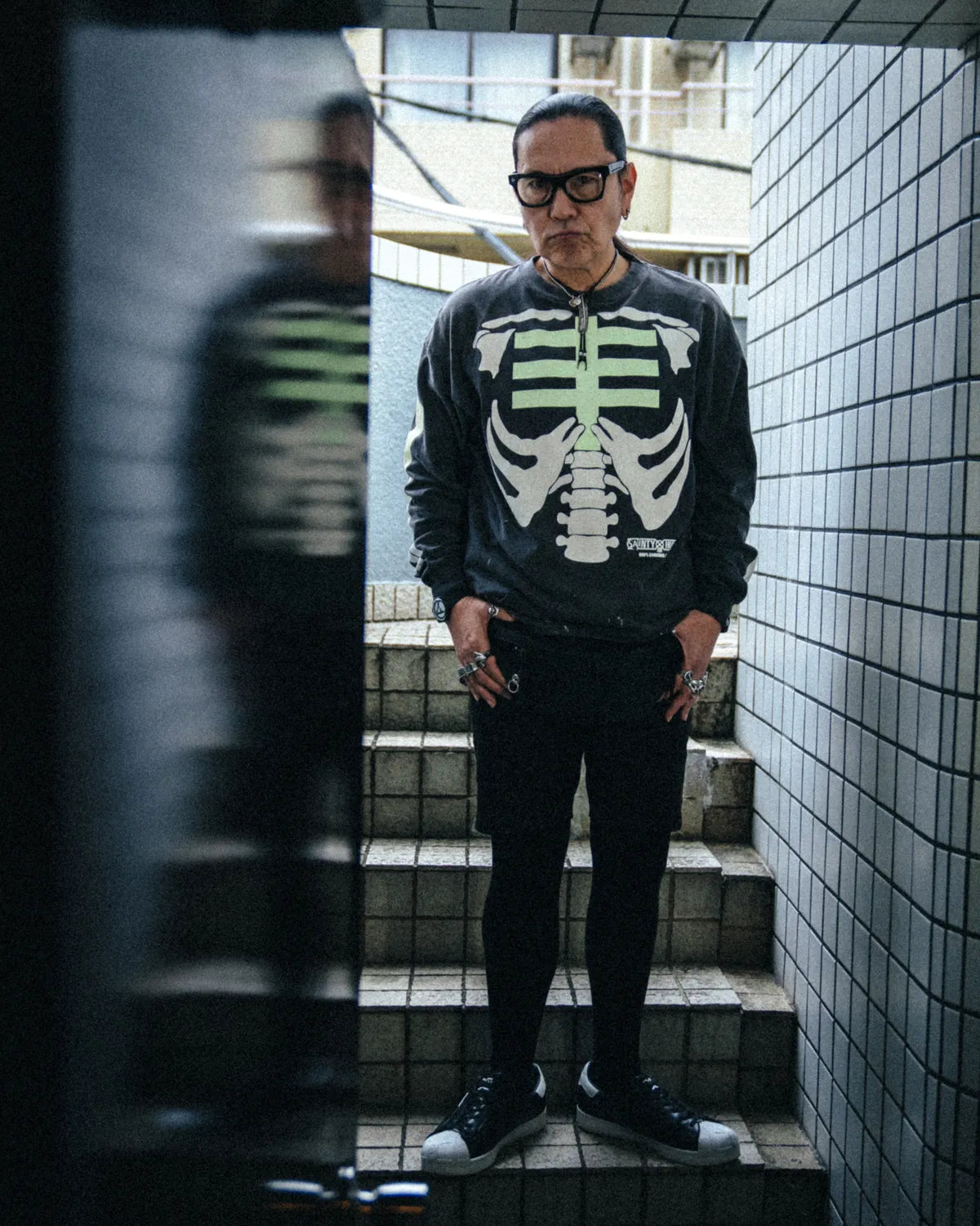 ©︎SAINT Mxxxxxx × BOUNTY HUNTER / BH_LS T-SHIRT / BONE (SM-MK8-0000-C30)