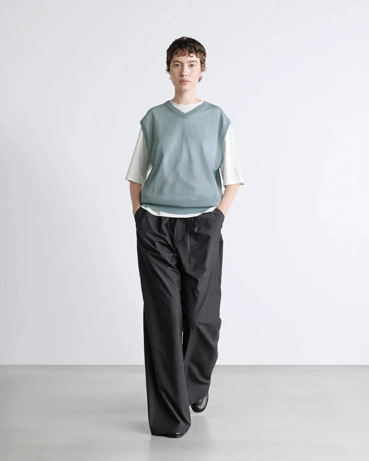 Graphpaper / Fine Wool Heather Drawstring Wide Pants (GL261-40326)