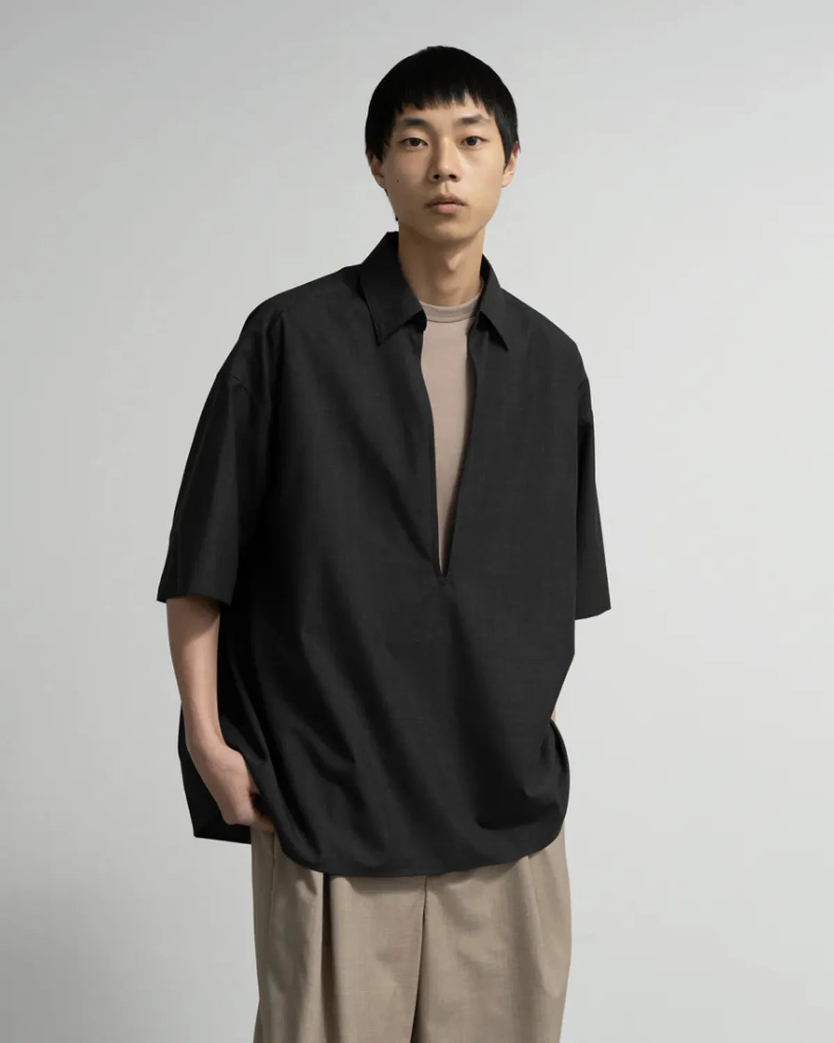 Graphpaper / Fine Wool Heather S/S Skipper Shirt (GU261-50321)