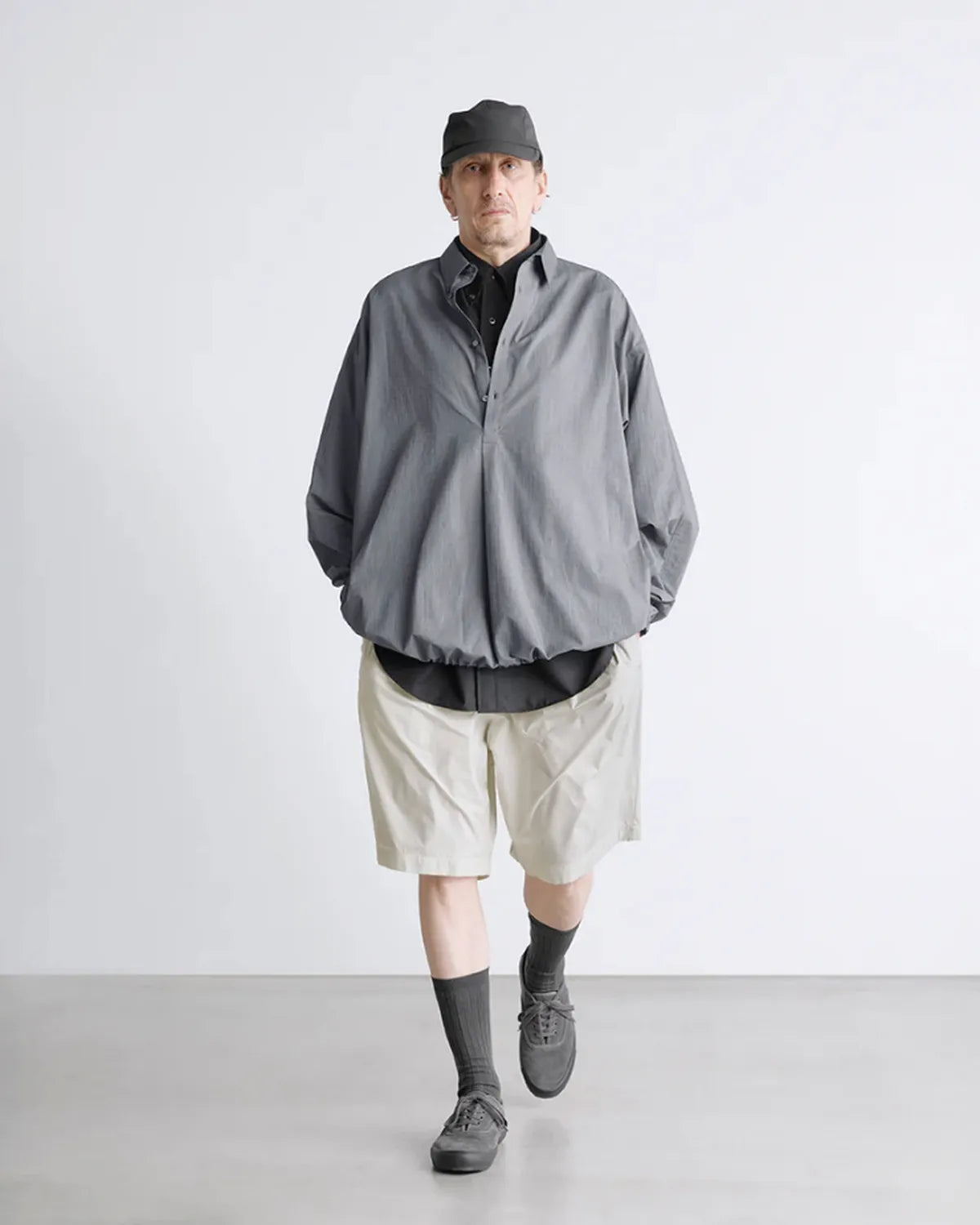 Graphpaper / Fine Wool Heather Oversized S/S B.D. Shirt (GM261-50319)