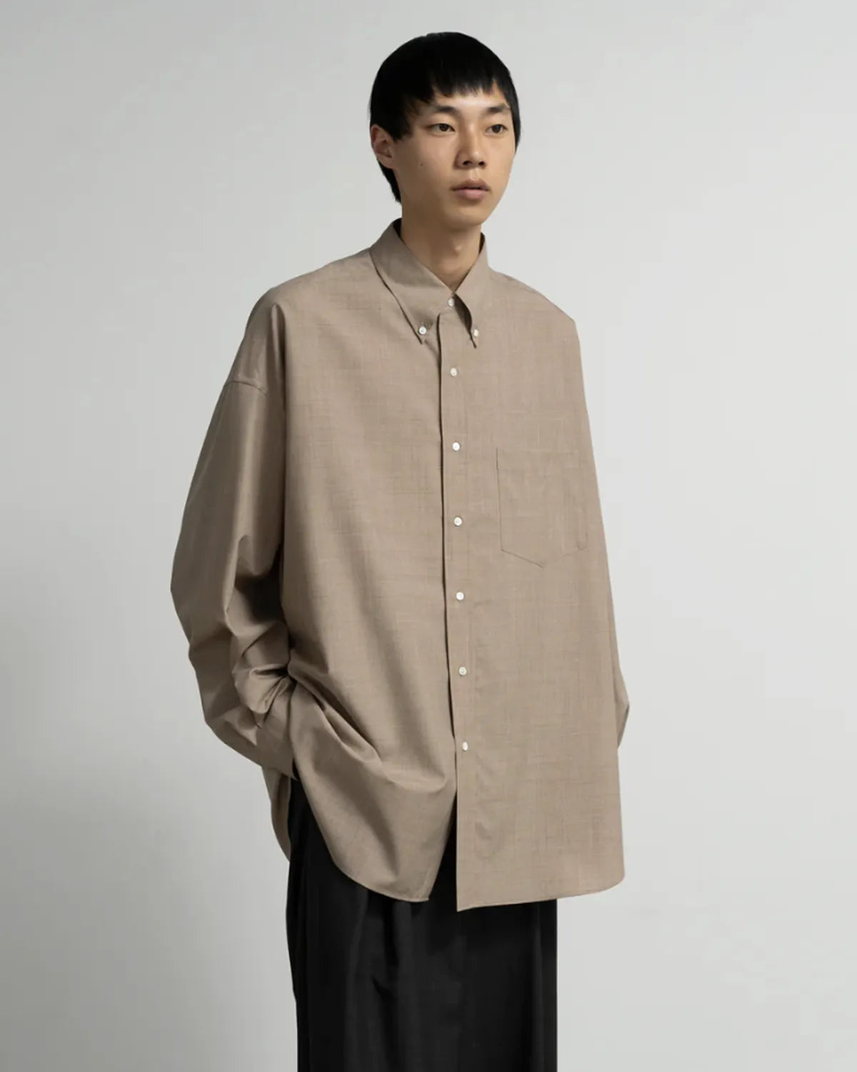 Graphpaper / Fine Wool Heather Oversized L/S B.D. Shirt (GM261-50318)