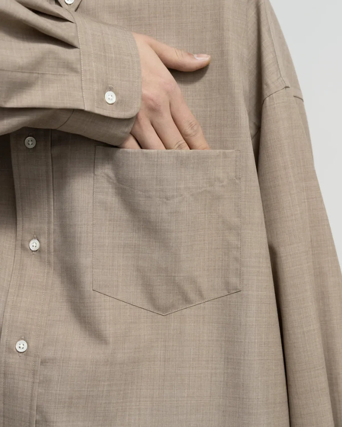 Graphpaper / Fine Wool Heather Oversized L/S B.D. Shirt (GM261-50318)